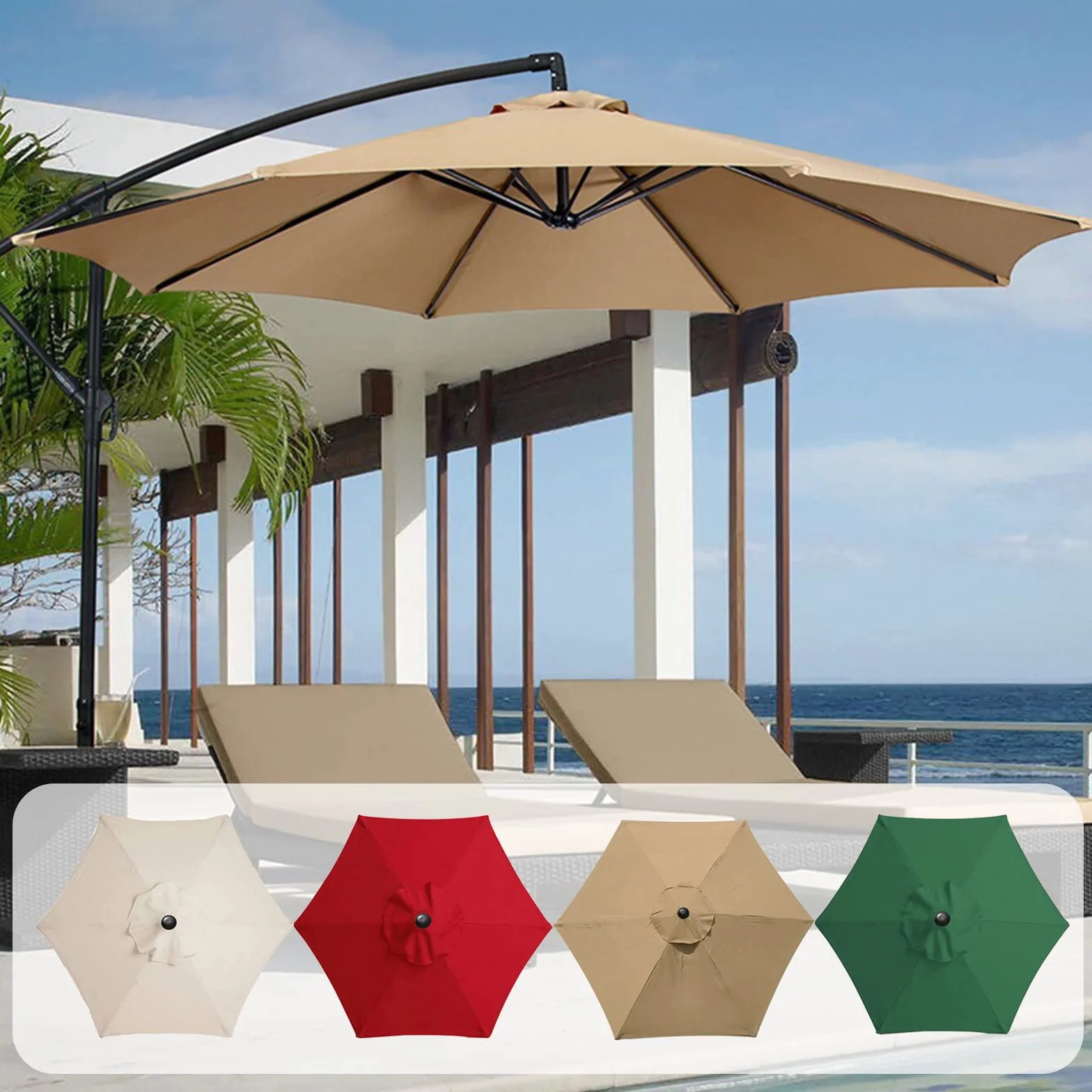 Housse de protection parasol de terrasse en polyester pour jardin extérieur