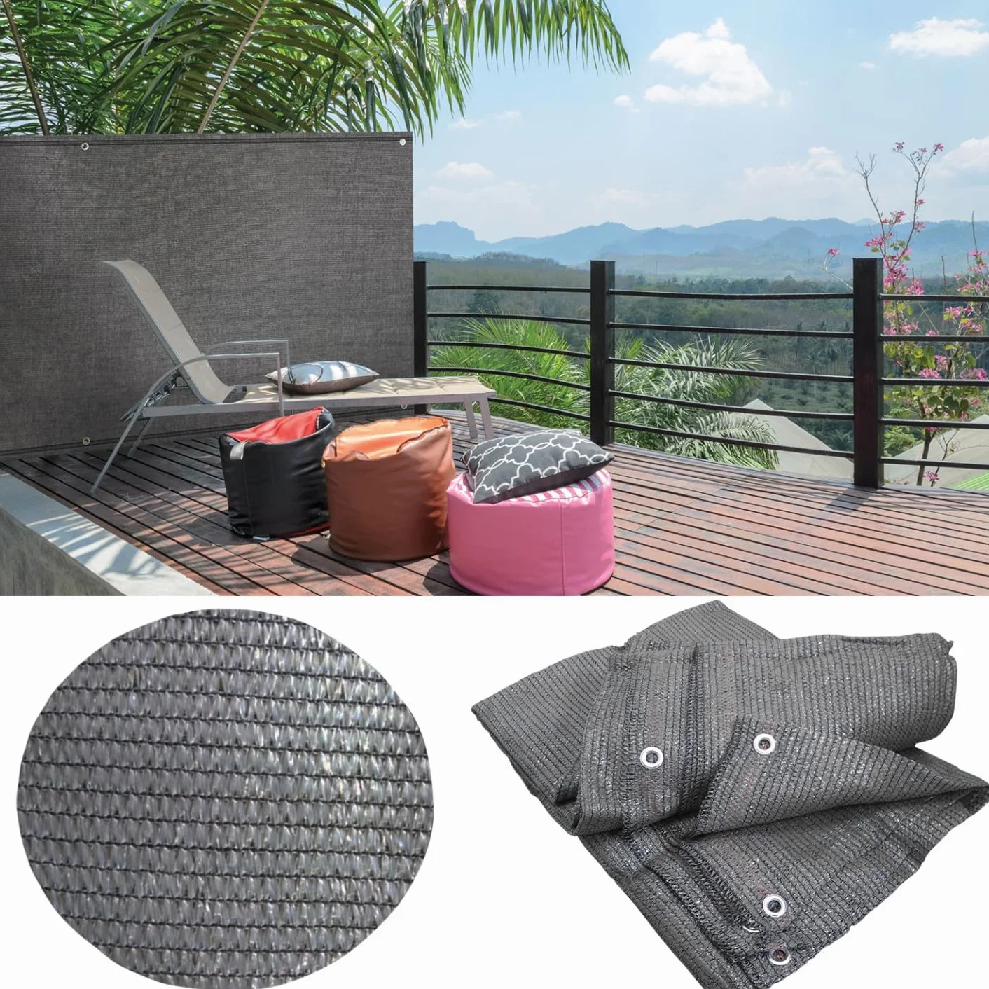 Brise Vue renforcé 1,5 x 10 M Gris 90 GR/m²