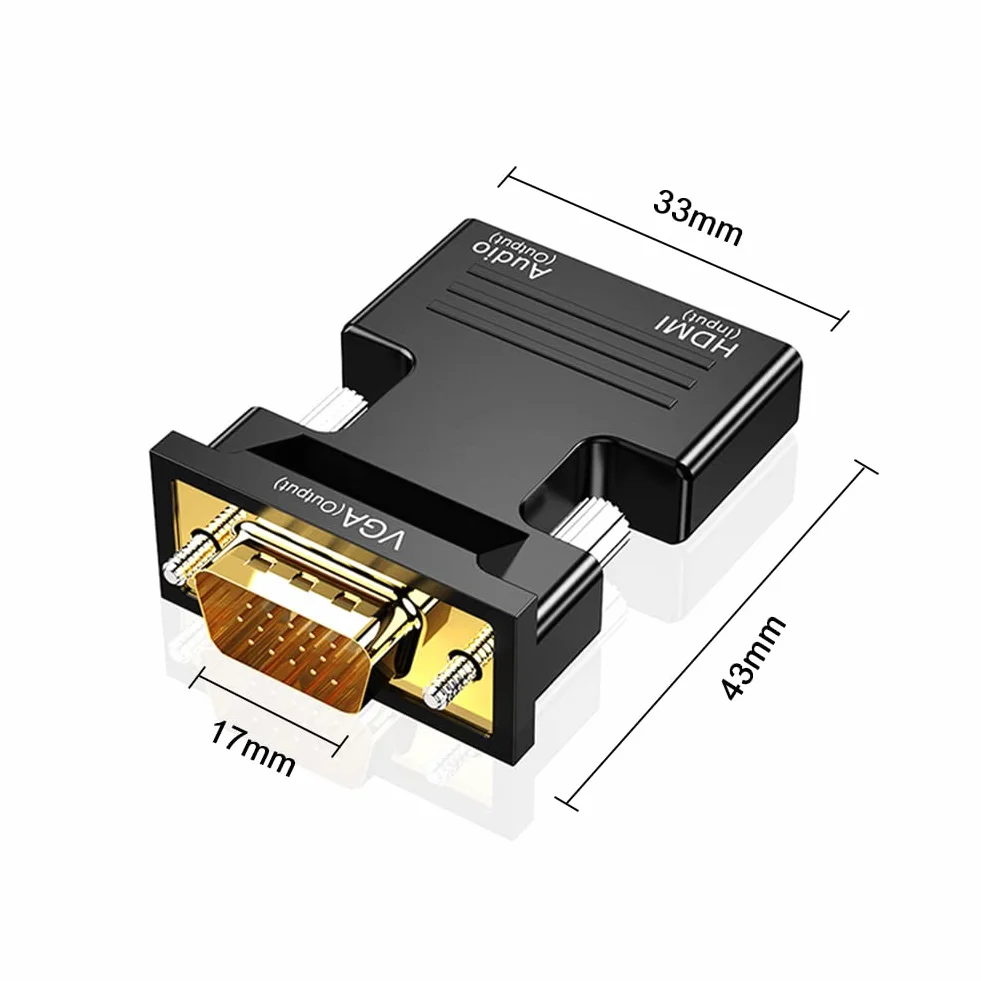 Adaptateur HDMI vers VGA 1080P 60Hz avec câble Audio 3,5 mm pour Ordinateur Portable Moniteur Projecteur