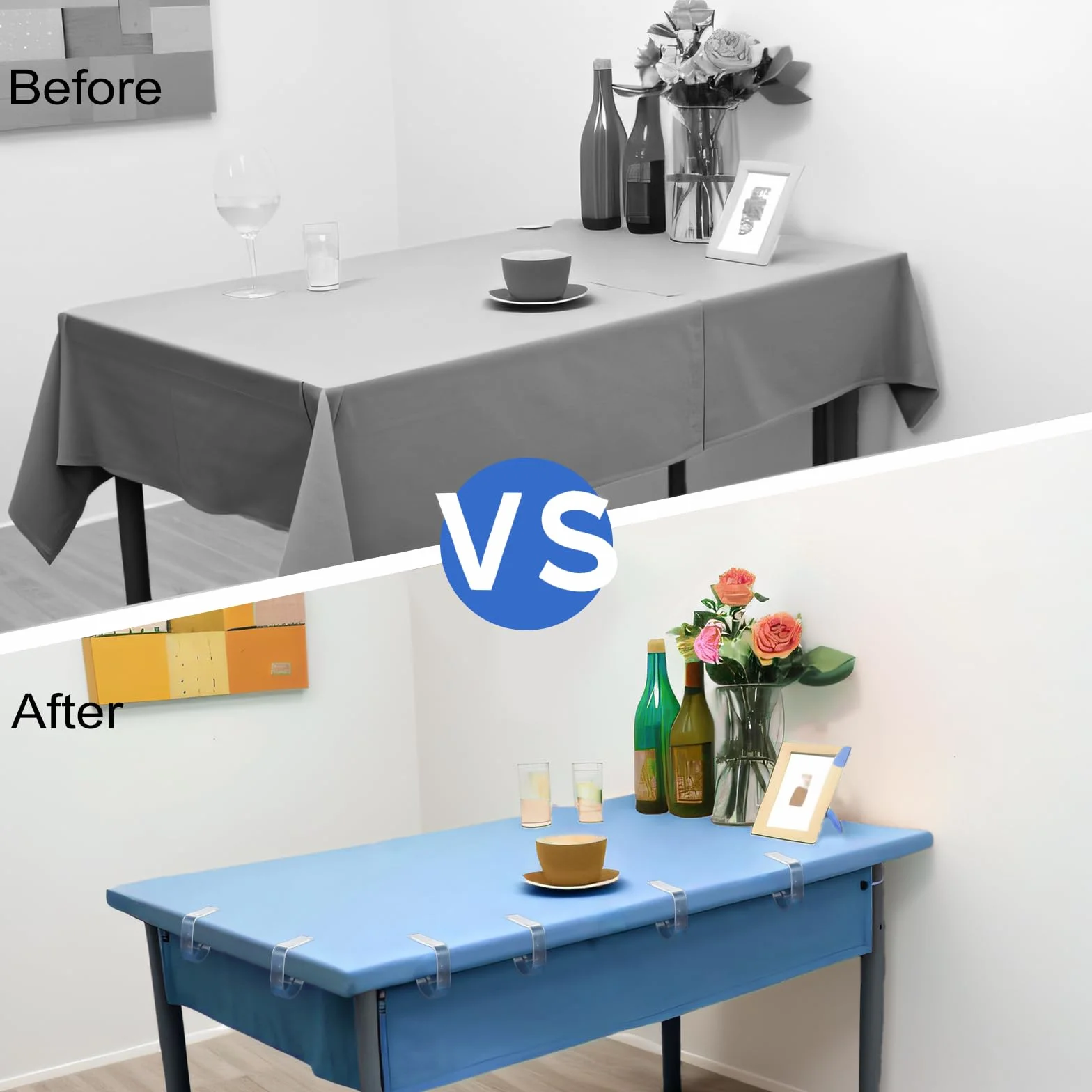 Lot de 12 pinces à nappe transparentes en plastique pour l'extérieur Noël mariage pique-nique