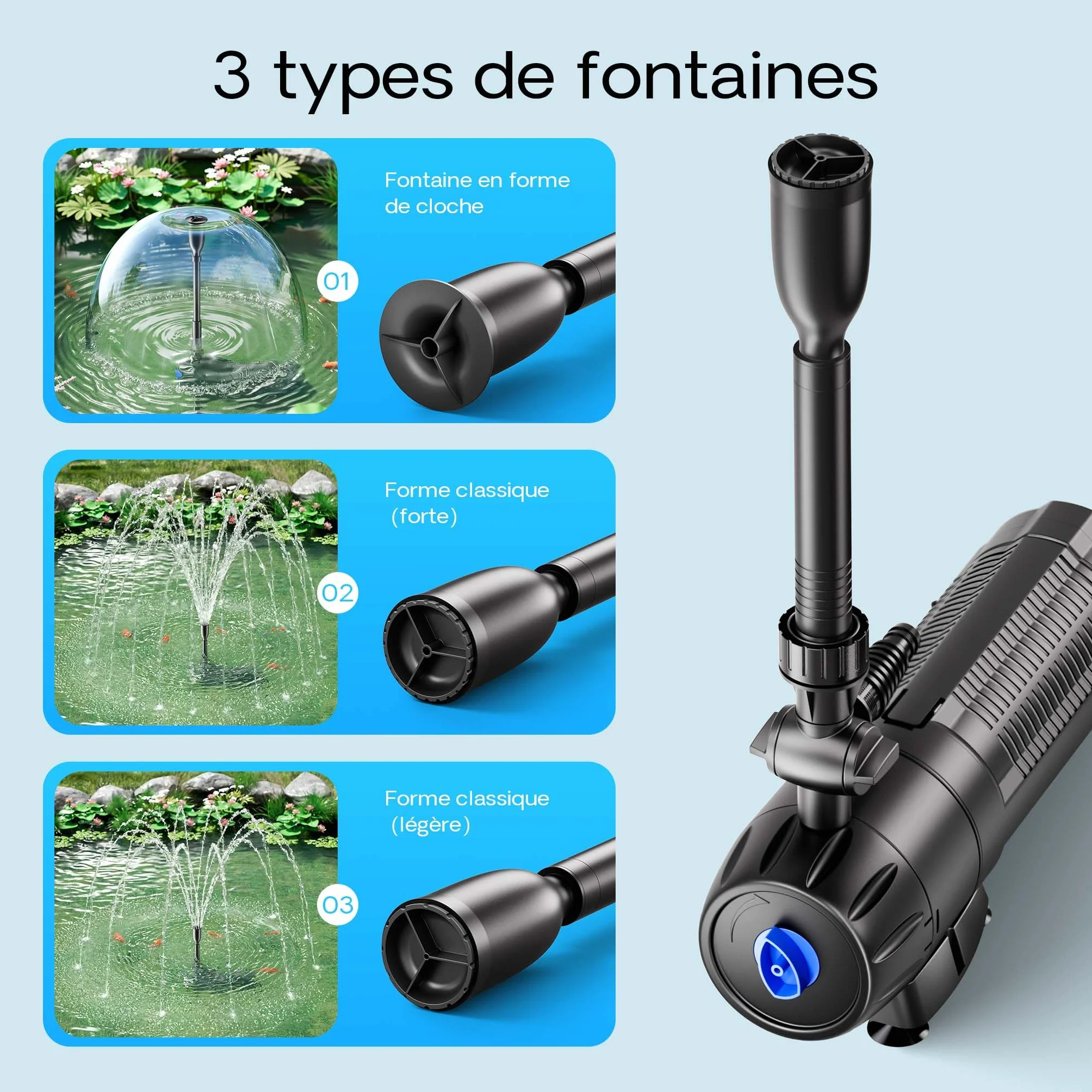 SunSun CUP-129 Clarificateur et Pompe de fontaine UVC 9 W 6000 l 1000 l/h 24 W 1,4 m