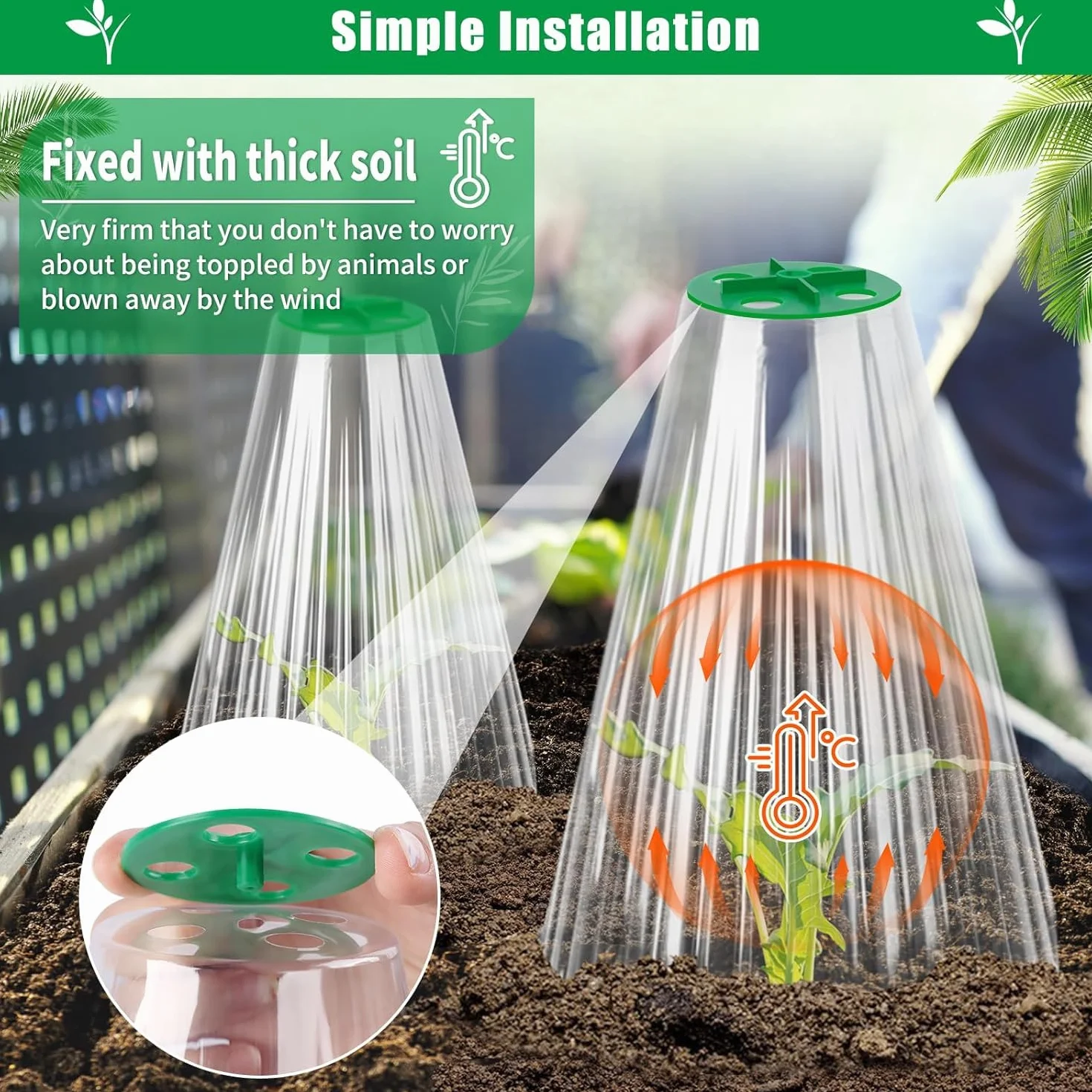 Cloche Jardin Potager Lot de 30, Protection Réutilisable pour Plantes avec Couvercle de Ventilation Rotatif, 24 x 20,5 cm Transparent