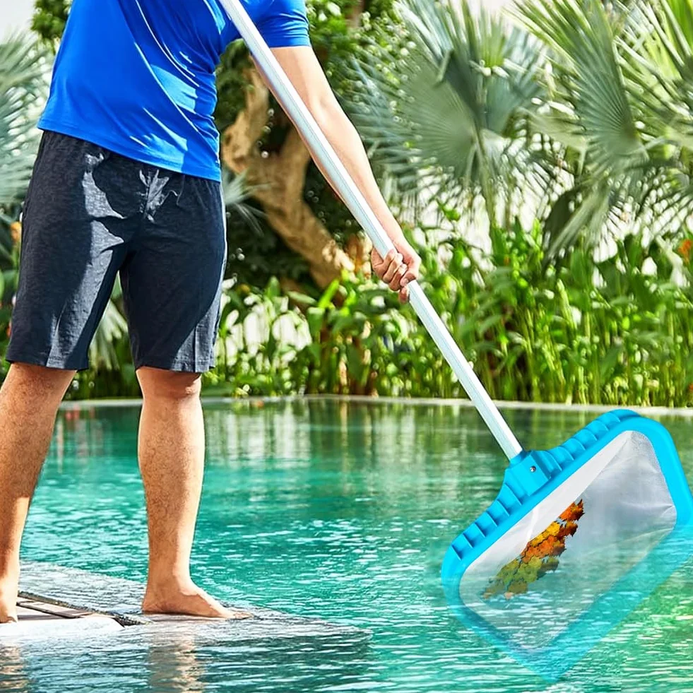 Épuisette de Piscine, Filet de Nettoyage, Écumoire pour Piscine Étang Spa, Accessoire Piscine (Vert)