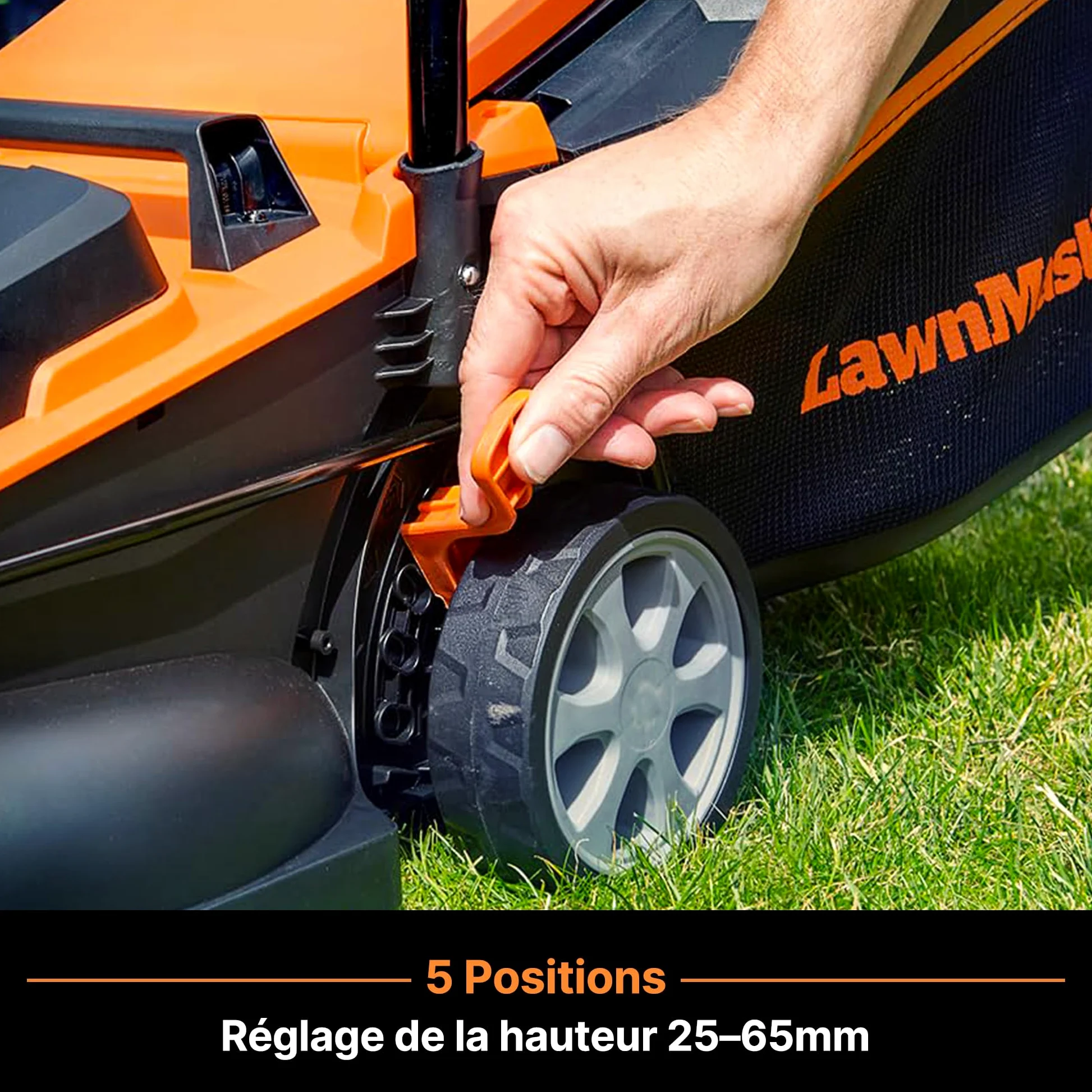LawnMaster CLM2432K Tondeuse à Gazon Faucille sans Fil 24 V 32 cm Largeur de Coupe, 150 m², Hauteur de Coupe 25-65 mm, avec Batterie 4,0 Ah + Chargeur