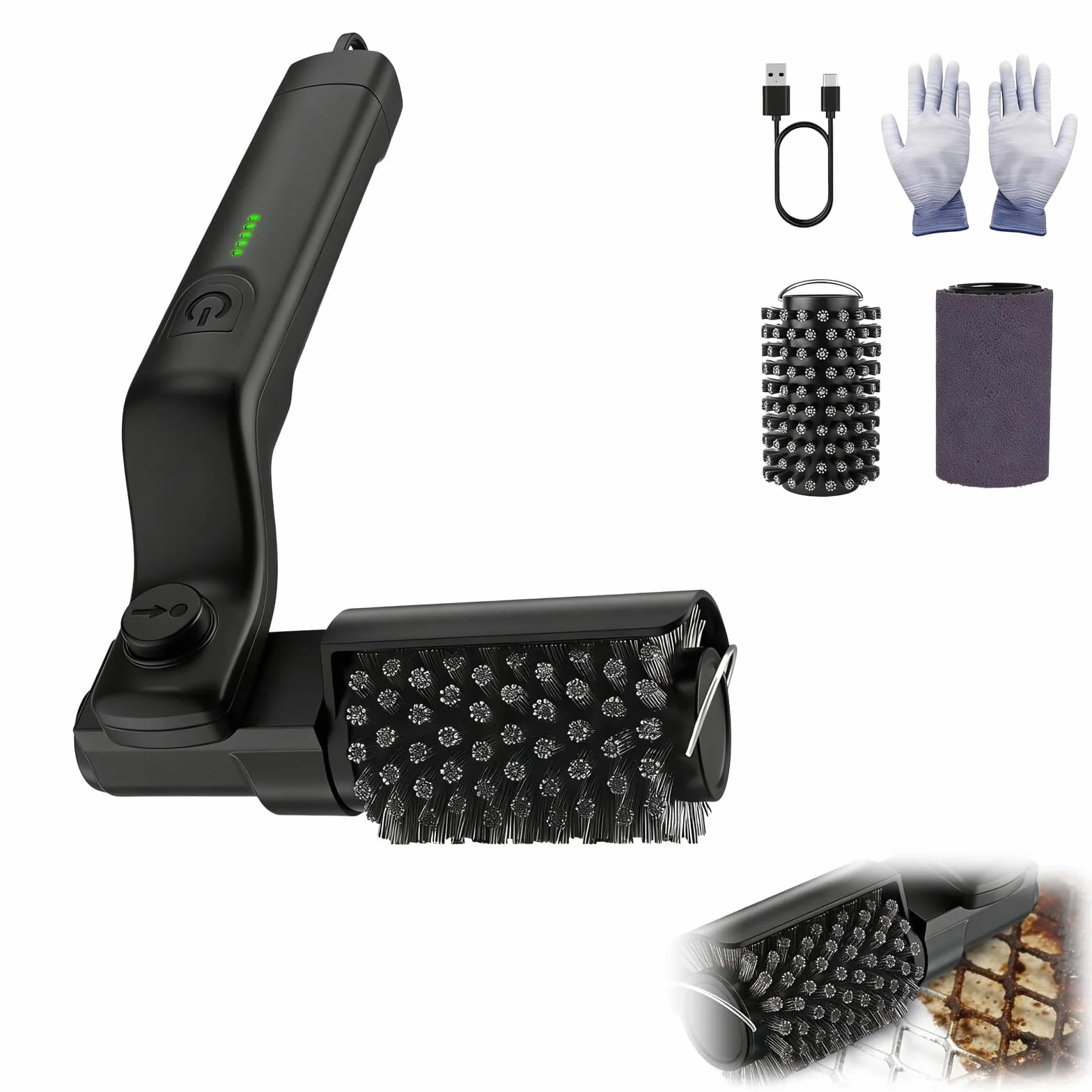 Brosse de nettoyage barbecue électrique sans fil rechargeable 3 vitesses 90 min autonomie IPX7 réglable 180°