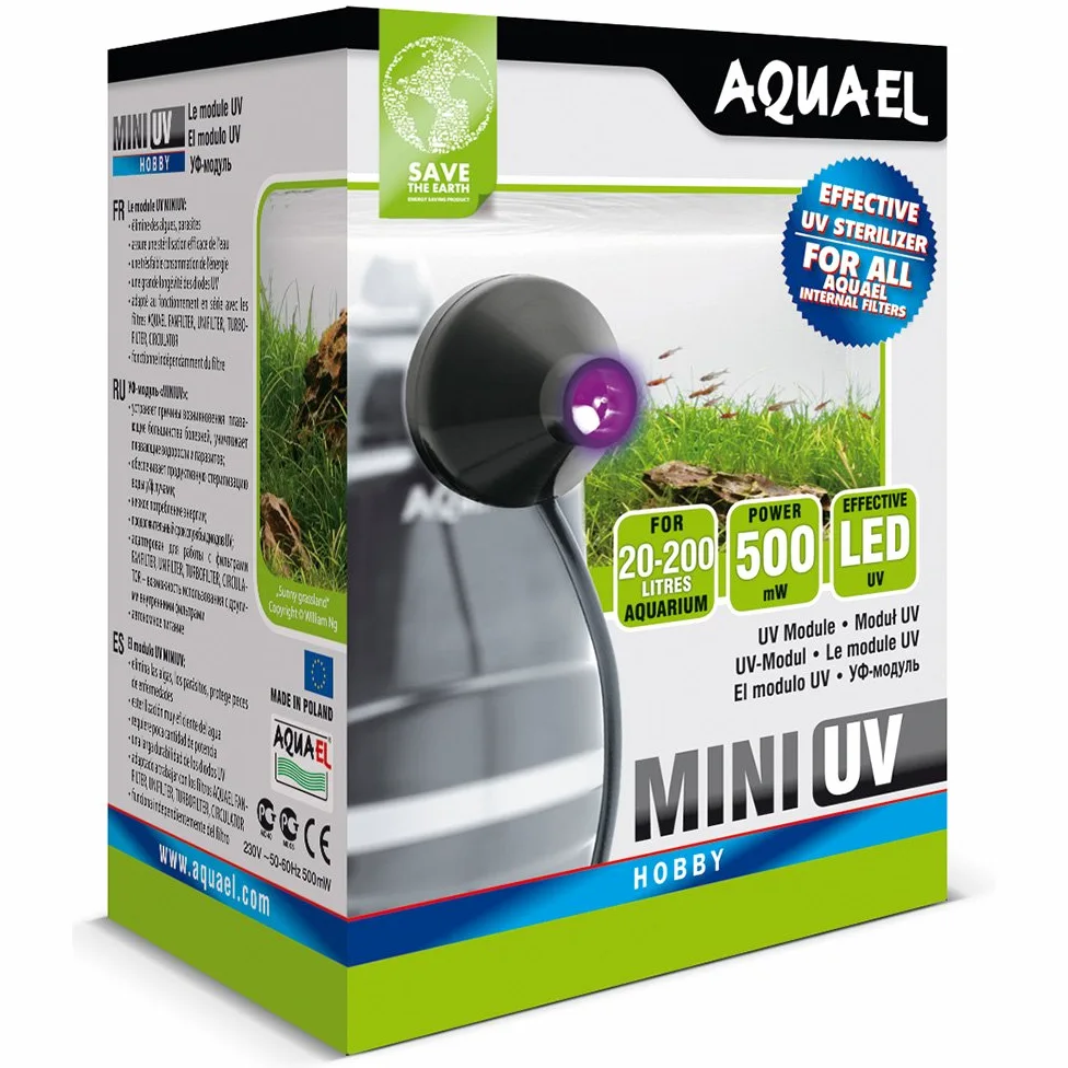 AquaEl Mini-stérilisateur UV à LED compatible avec la plupart des filtres