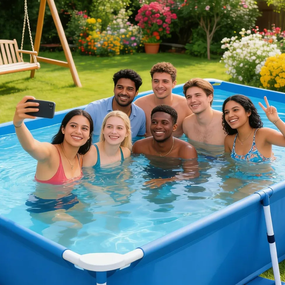 Bâche Piscine Rectangulaire, 220 x 150 cm Couverture pour Piscines Rectangulaires, Bâche été et Hiver, Modèle avec Cordon de Serrage, Résistante au Vent, à la Poussière et à la Pluie (220 * 150CM)