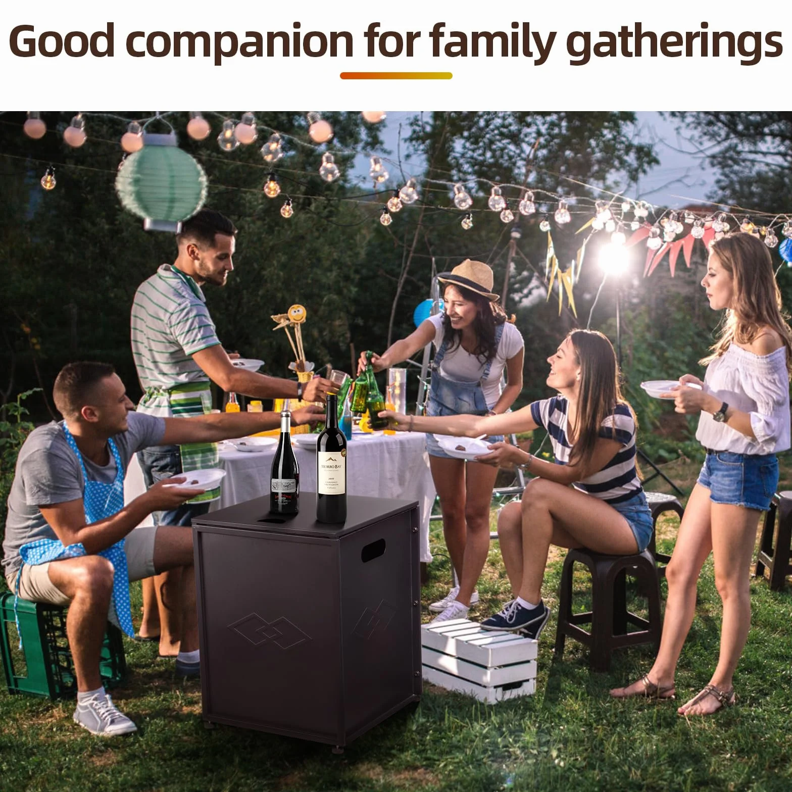Garvee Table Cache-Bouteille pour bonbonne de Propane 20 LB – Boîte de Rangement extérieur en métal résistante – Bronze-Diamond