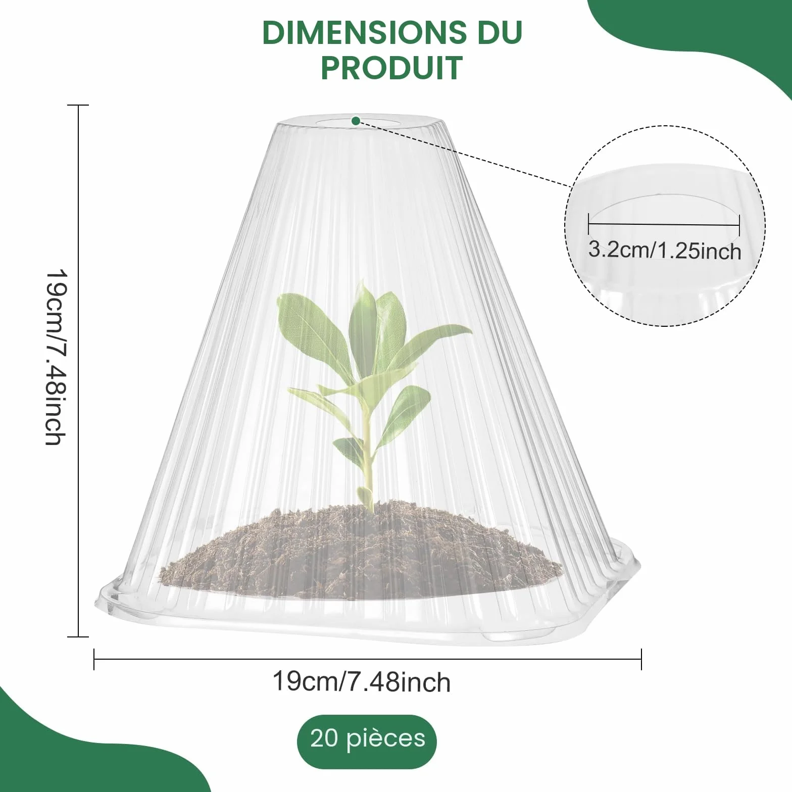 Cloches pour Plantes de Jardin 20PCS, Cloche Réutilisable Protection Plantes en Plastique