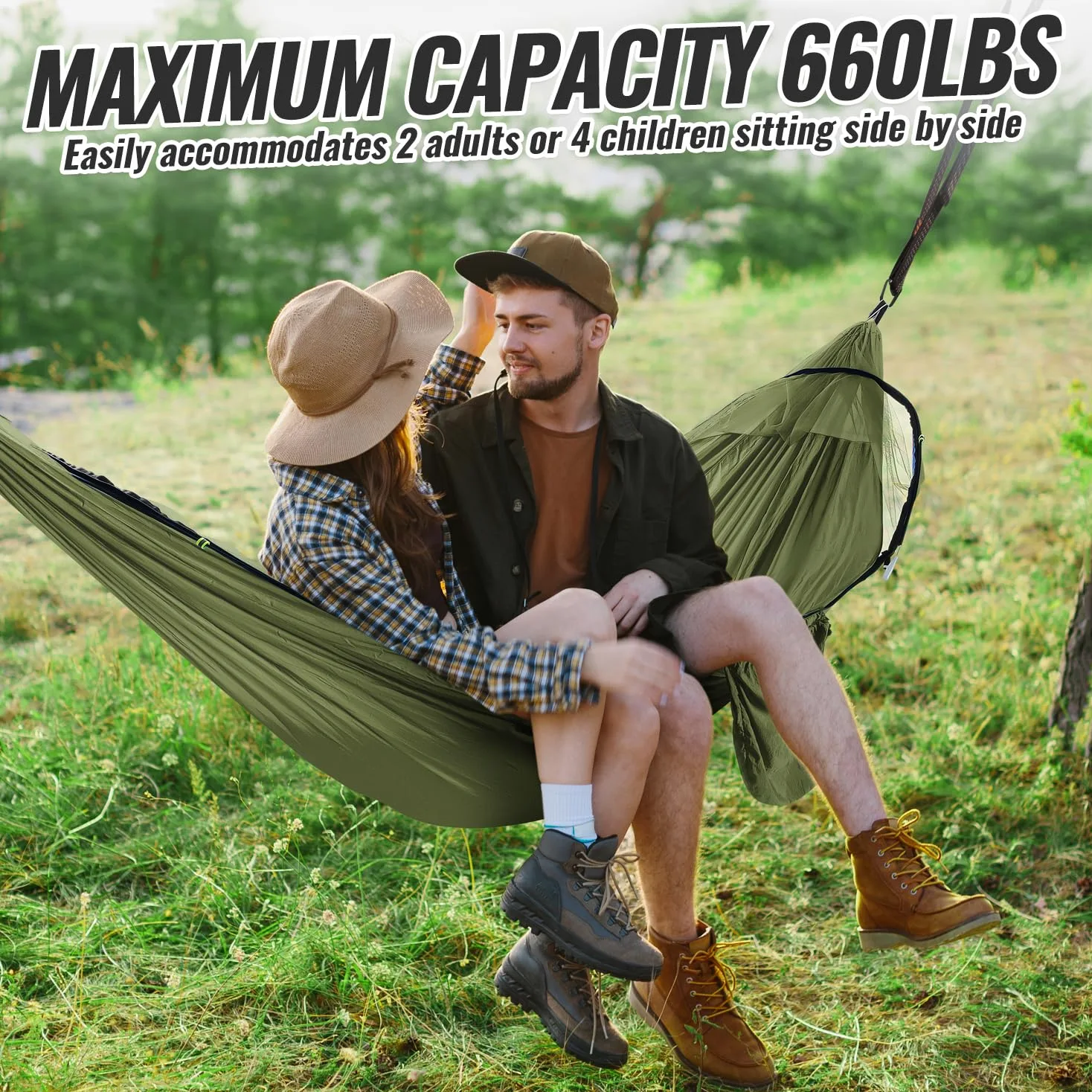 Ultra-léger Hamac Moustiquaire Capacité de Charge de 300kg | Suspendu Hamac sur Pied Respirant | Nylon Parachute Séchage Rapide Exterieur pour Camping, Randonnée, Jardin, Randonnée Pédestre