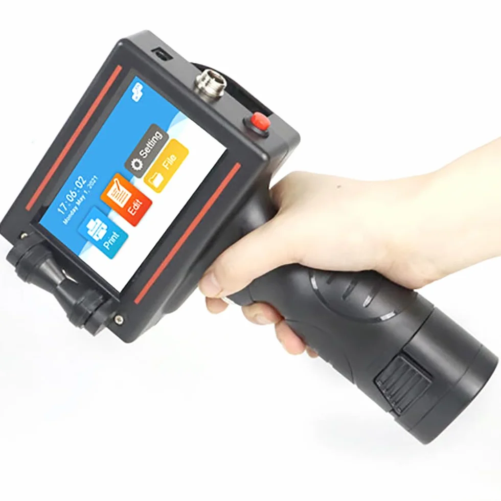 Imprimante À Jet d'encre Portable avec Écran Tactile HD 4,3 Pouces, Batterie Amovible pour Étiquette Date Code-Barres