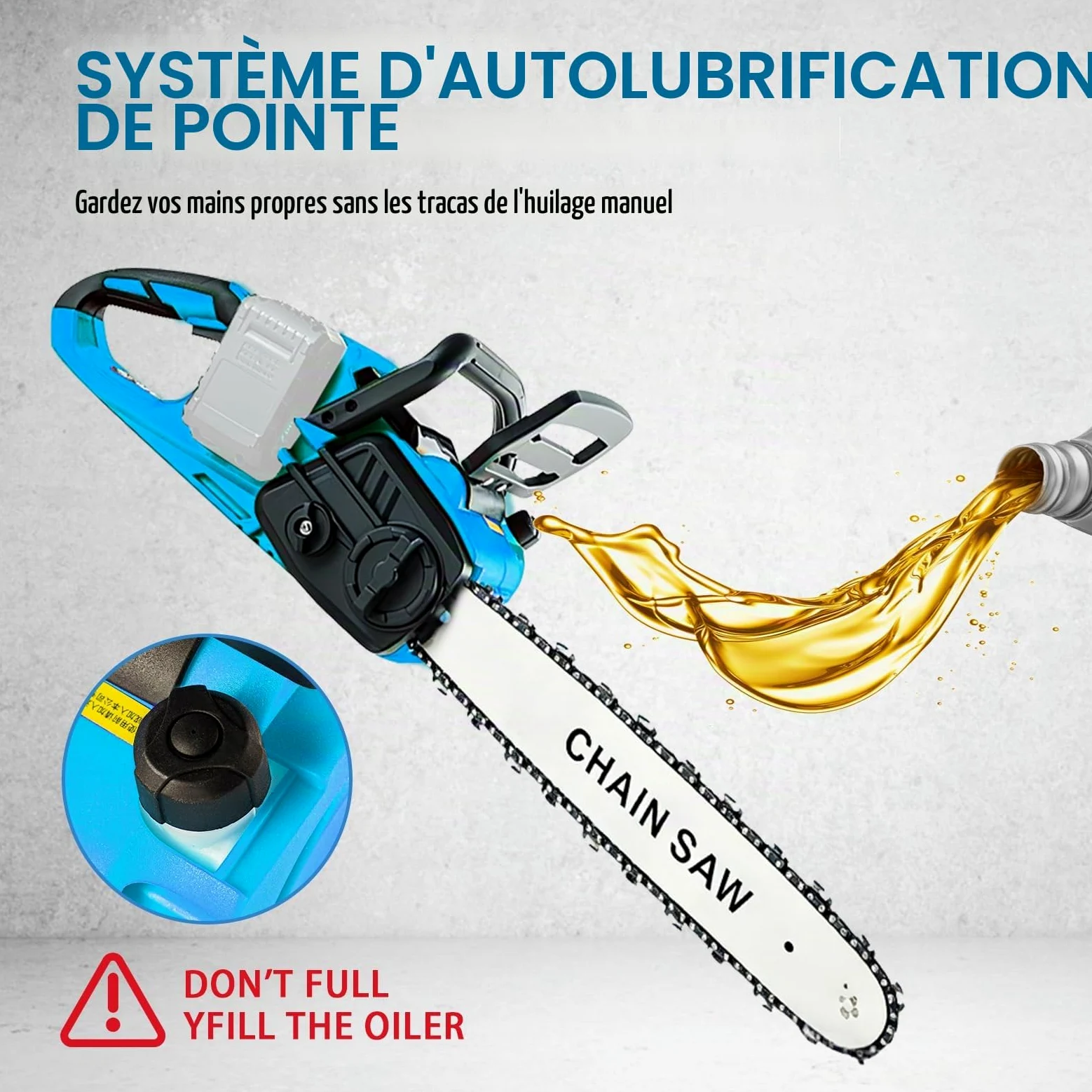 Tronçonneuse électrique sans fil compatible avec Makita 18 V | 16 Pouces Tronçonneuse Électrique sans Fil, Mini Scie à Chaîne, Tronçonneuse sans fil, tronçonneuses électriques