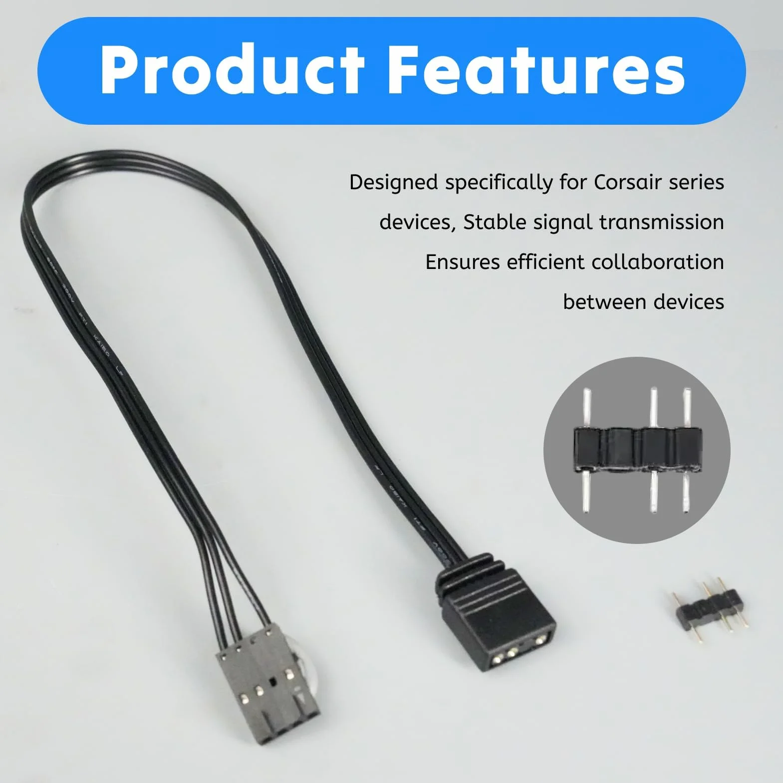 Câble Adaptateur RGB 4 Broches vers 5V pour Corsair Commander Core iCUE, Connecteur ARGB 3 Broches