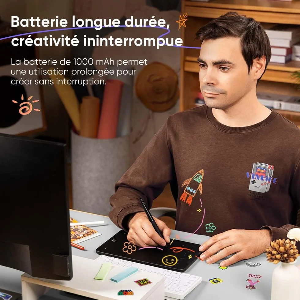 XPPen Deco Mini7W v2 Tablette Graphique Bluetooth 5.0 7 Pouces 16K Niveaux de Pression