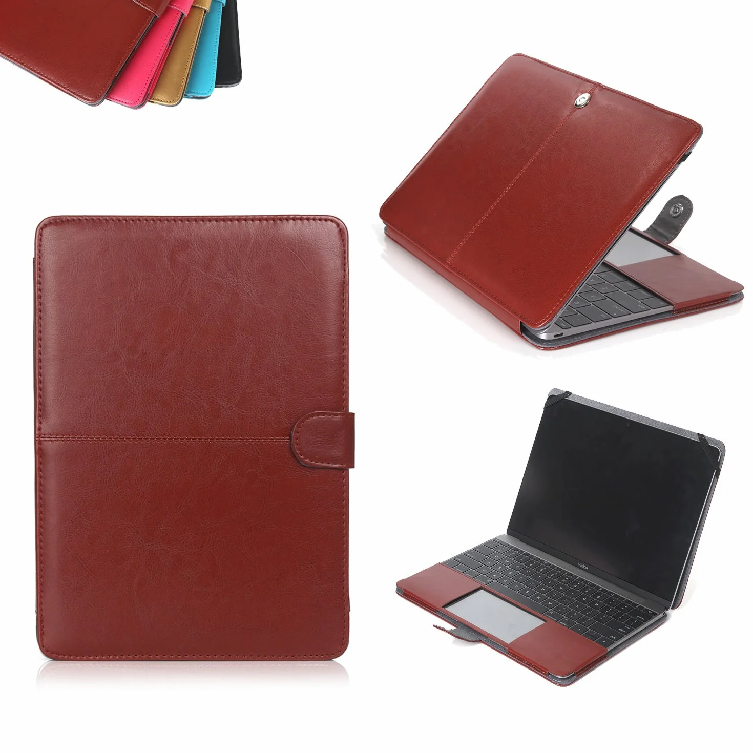 Coque en Cuir pour MacBook Pro 13 Pouces A1278, 3 en 1 Housse de Protection avec Peau de Clavier Claire et Protection d'écran