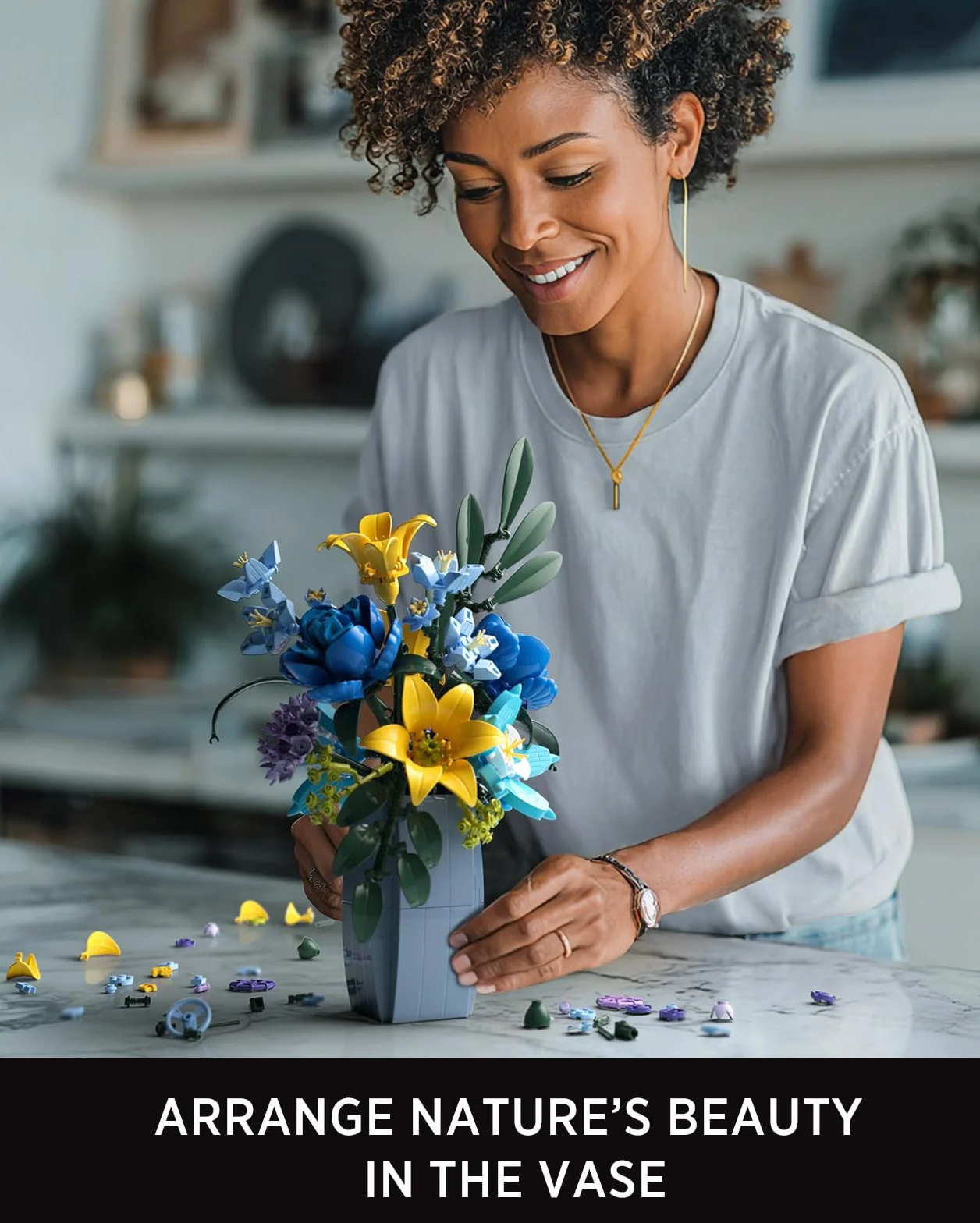Nifeliz Botanicals Fleurs Sauvages Set de Construction pour Adultes, Bouquet de Fleurs 902 Pièces