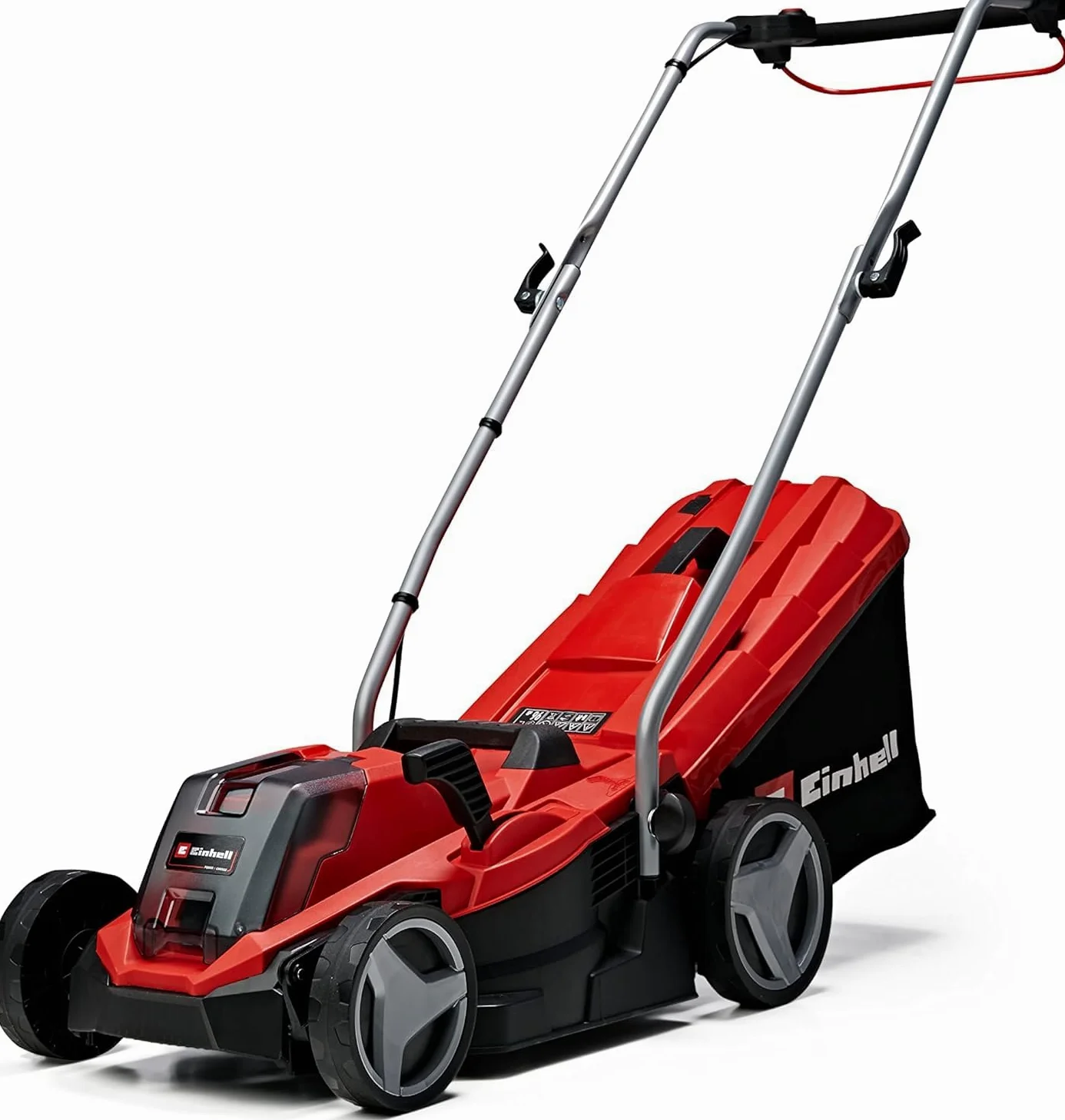 Einhell Tondeuse à gazon sans fil GE-CM 18/33 Li (1 x 4,0 Ah) Power X-Change (jusqu’à 200 m², réglage centralisé de la hauteur de coupe à 5 positions) VERSION STARTER KIT + SOUFFLEUR