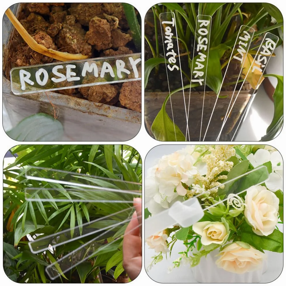 BESTOYARD Lot de 120 étiquettes de jardin pour plantes - Accessoires pour plantes - Étiquettes transparentes en plastique - Pour plantes d'intérieur - Étiquettes acryliques pour plantes d'intérieur -