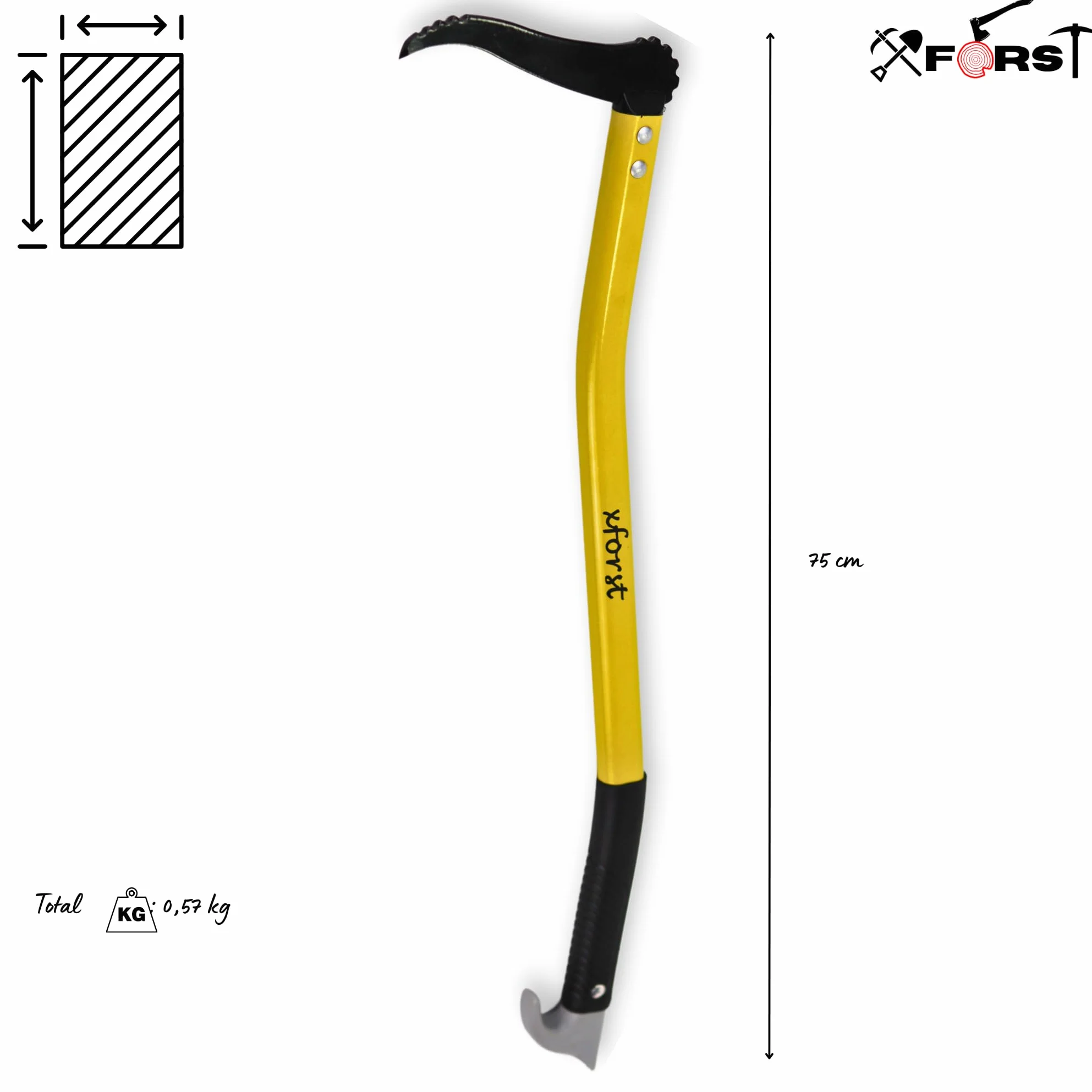 Sapie à Main 75 cm Bûcheron Ergonomique X-PAL75 – Sappie Forestier Long Manche Aluminium Léger 570 g, Crochet Acier Carbone Forgé