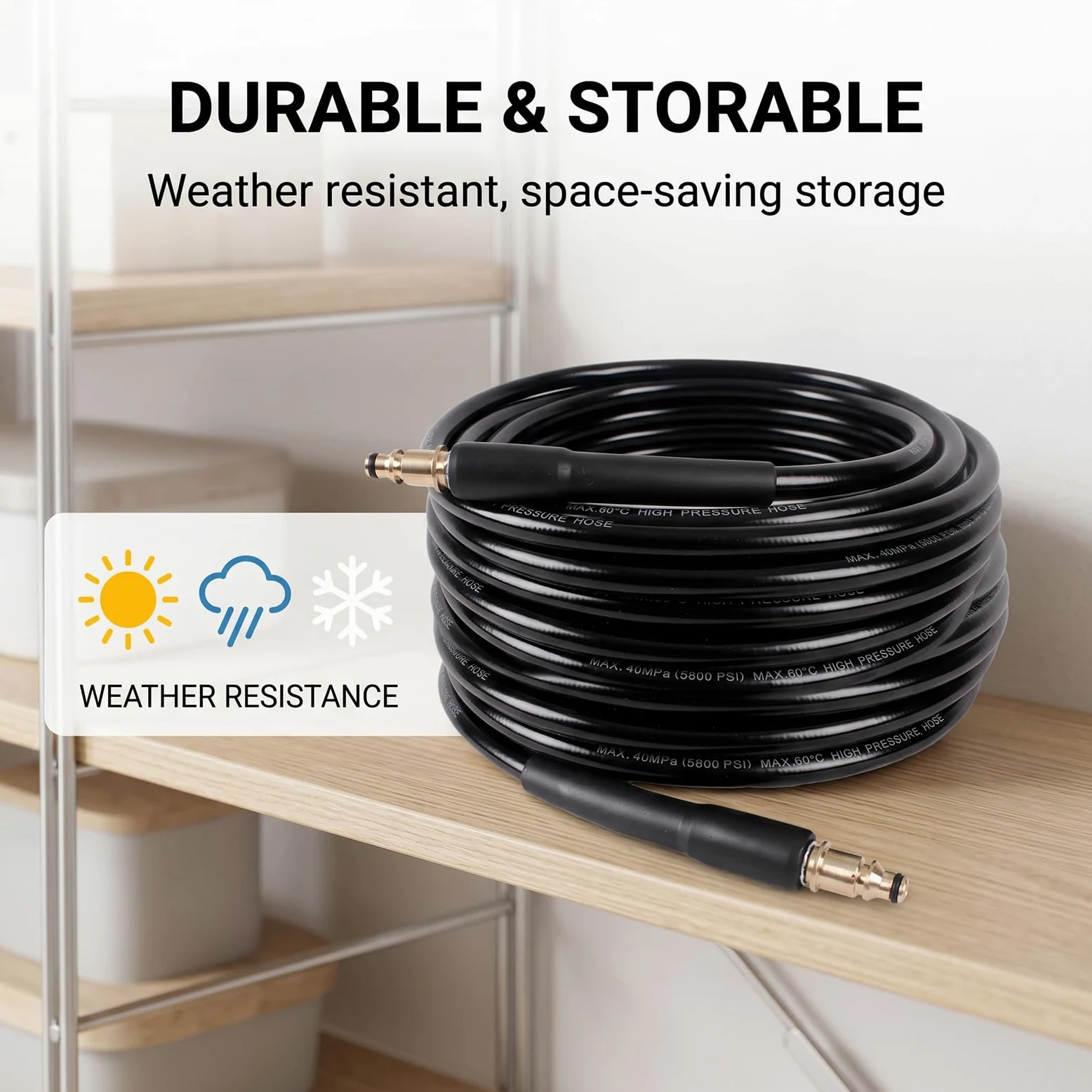 JIAC 20M Flexible Tuyau Nettoyeur Haute Pression Compatible Kärcher K Série(K2 K3 K4 K5 K6 K7) Tuyau de Rechange Pression Haute Accessoires avec Tuyaux D'extension Connecteur Rapide Poignée