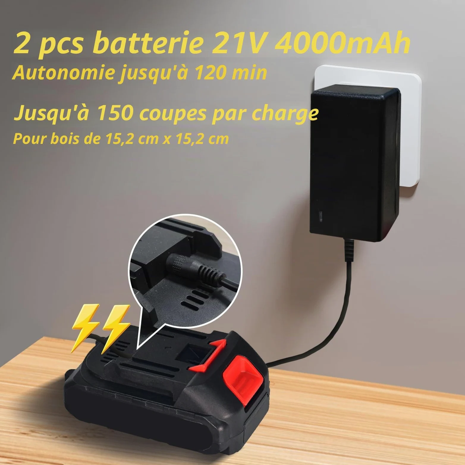 AIOMEST Mini Tronçonneuse à Batterie 6 Pouces, Sans Fil pour Élagage | 2 batteries 4000mAh, 2 chaînes incluses, tension de chaîne sans outil, légère scie à chaîne électrique, pour coupe de branche