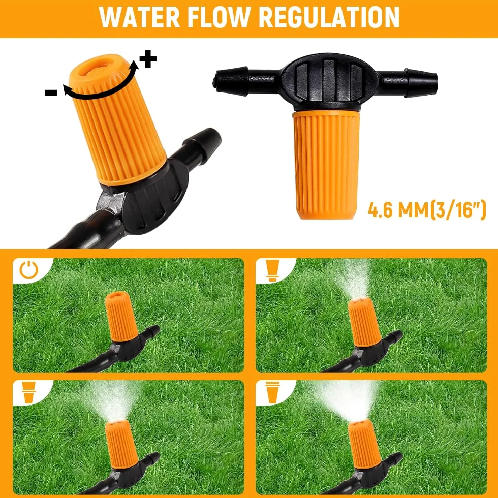 Hoteche Système d'irrigation goutte à goutte avec 30 goutteurs réglables, tuyau de 20 m, adaptateur et accessoires pour jardin/serre