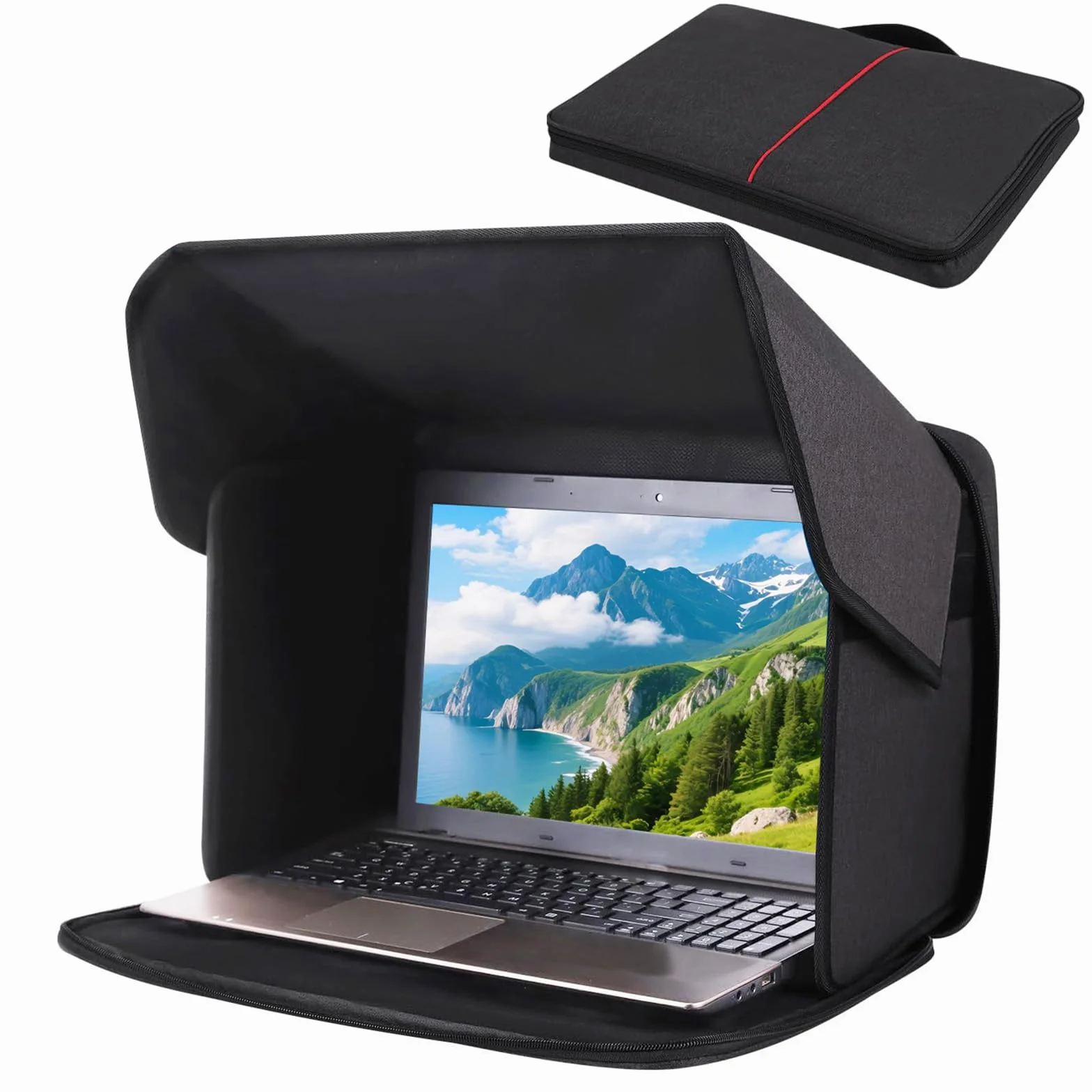 Housse Anti-Soleil 2 en 1 Pliable Compatible Ordinateur Portable 16 Pouces Imperméable