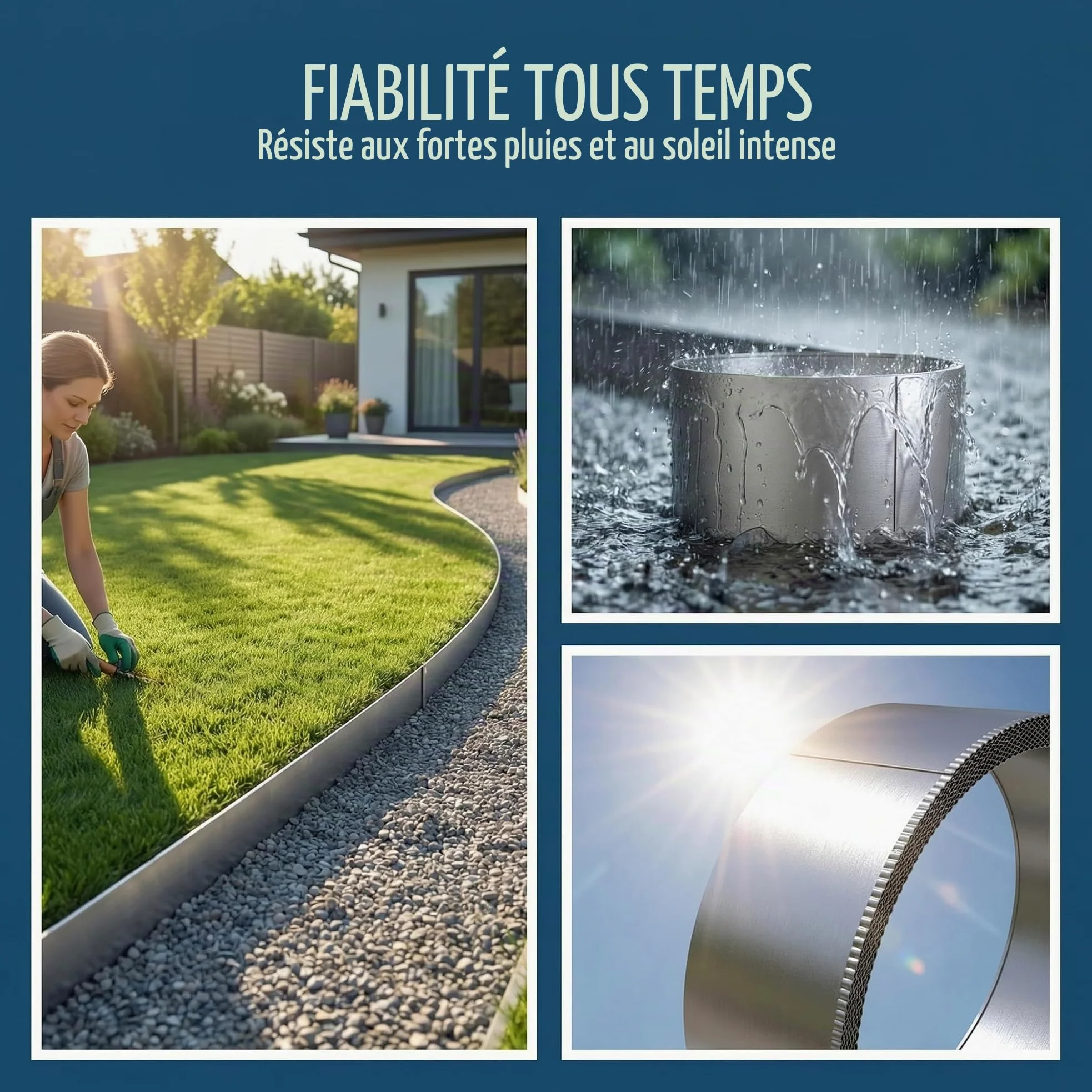 Bordure de Jardin 15m, Bordure de Pelouse Métal Flexible 15cm de Hauteur, Surface Galvanisée, Anti-Mousse, Résistante aux Intempéries, Facile à Installer, Argenté