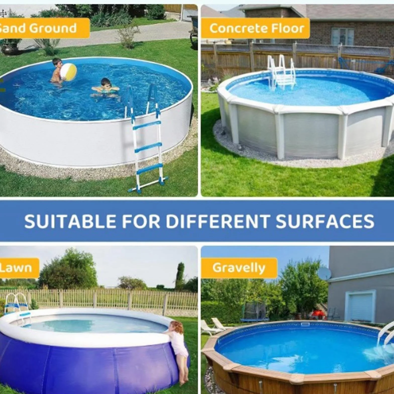 Tapis De Sol pour Piscine 3.05m, Protection pour Liner de Base Extérieur Jardin