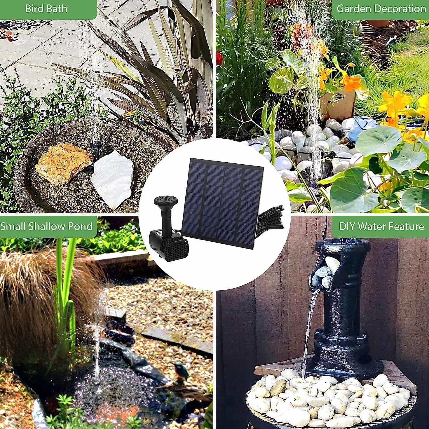 Pompe de fontaine solaire 9V 1.8W 200L/h panneau solaire alimenté pour bassin de fontaine jardin