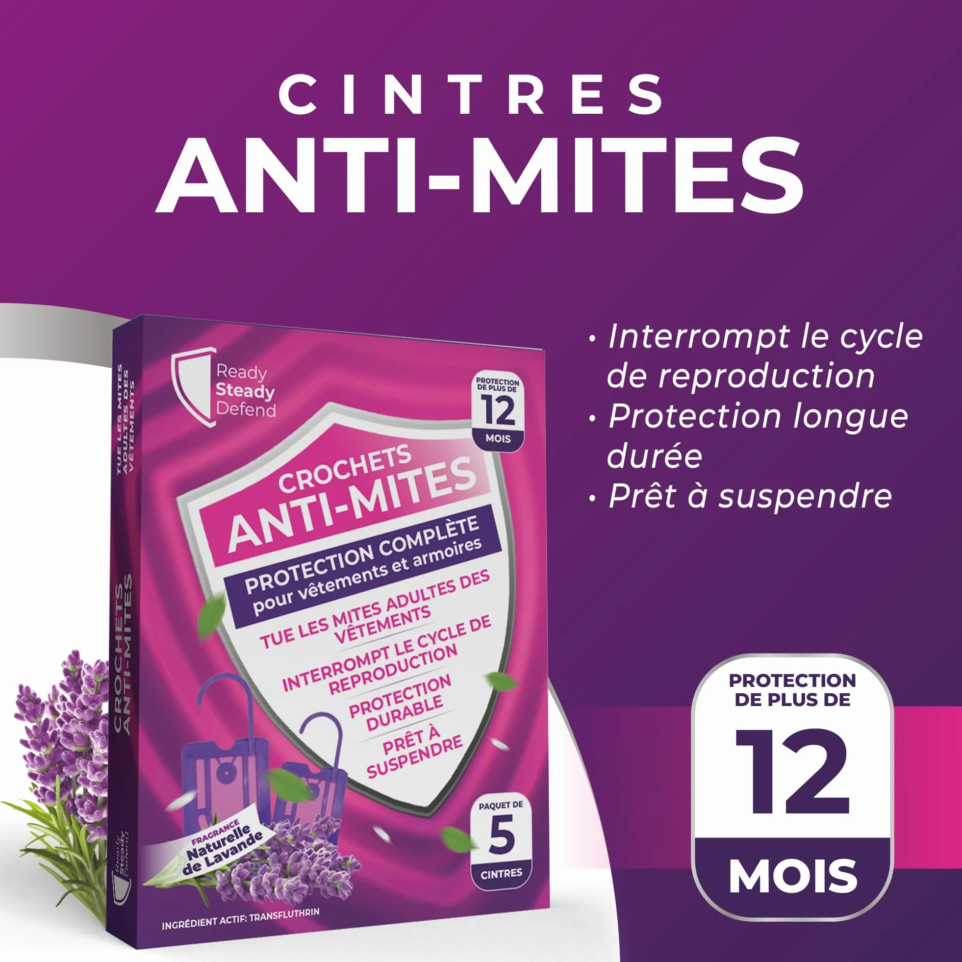 Anti-mites Textiles Lavande | Répulsifs à mites de vêtements Puissant