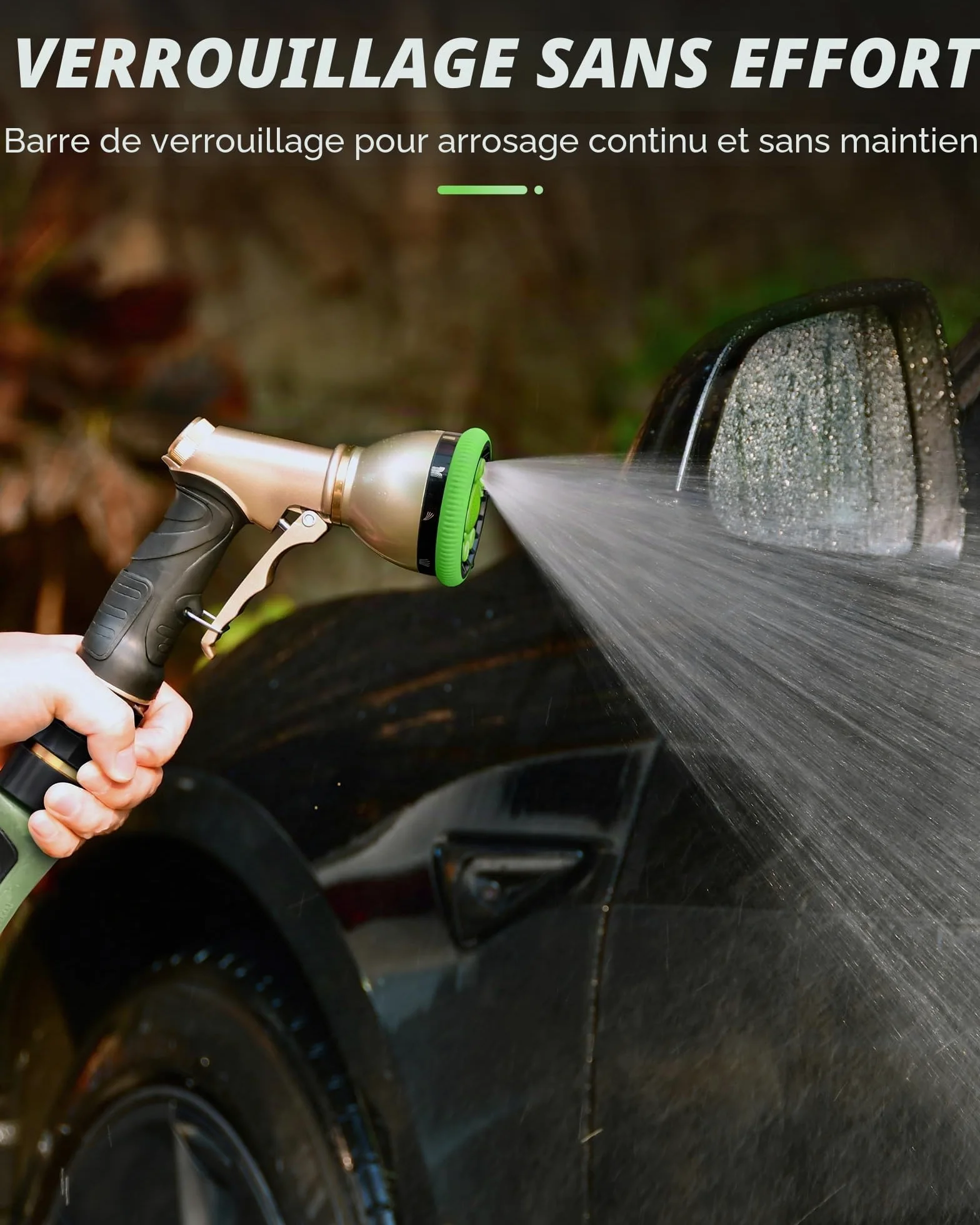 RAINPOINT Pistolet pulvérisateur de jardin - Débit d'eau réglable - Vert