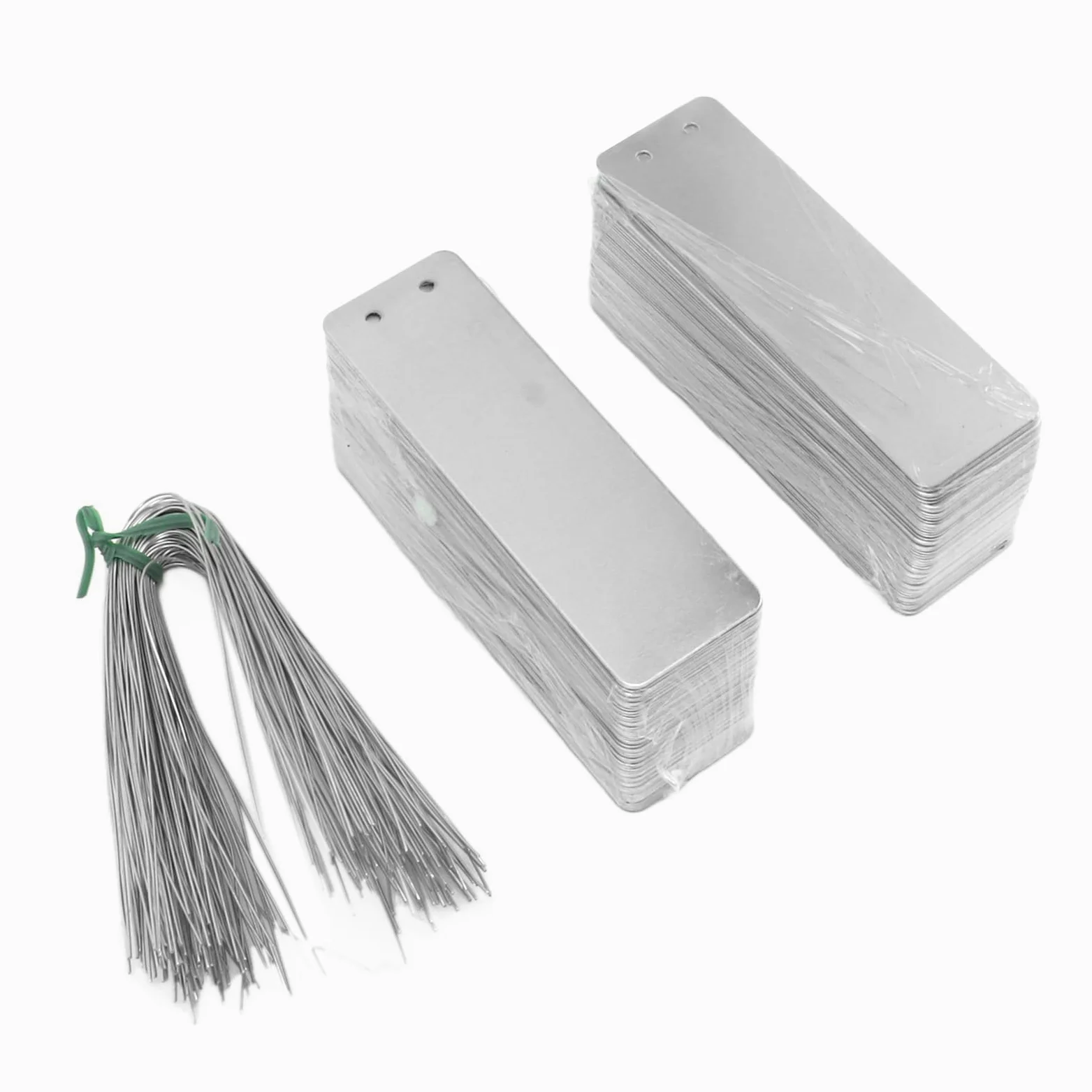 Étiquette de plante en aluminium 100 pièces, étiquettes de plante en métal, étiquettes d'arbre d'écriture double face avec des fils métalliques, marqueurs de plante étanches