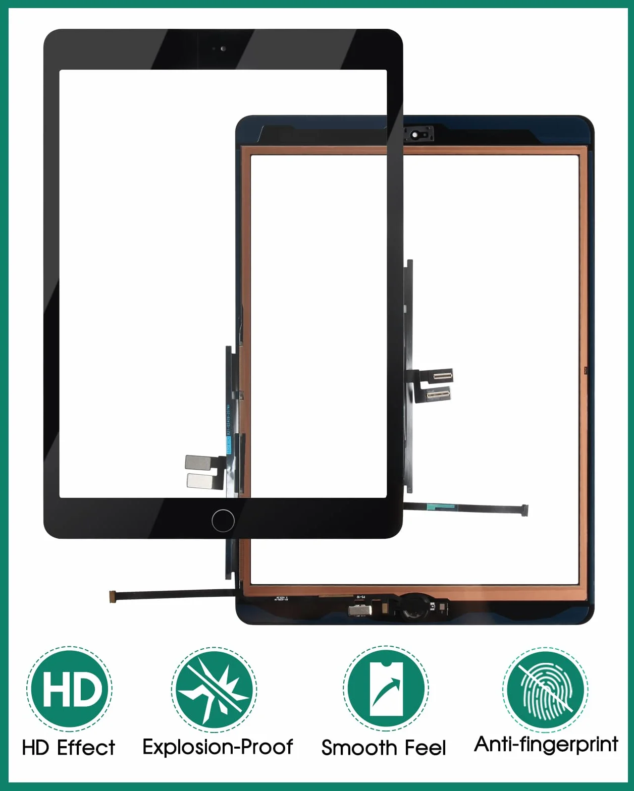 Écran Tactile iPad 7 8 10.2 2019 2020 Digitizer A2197 A2200 A2198 A2232 A2428 A2429 A2270 A2430 Noir
