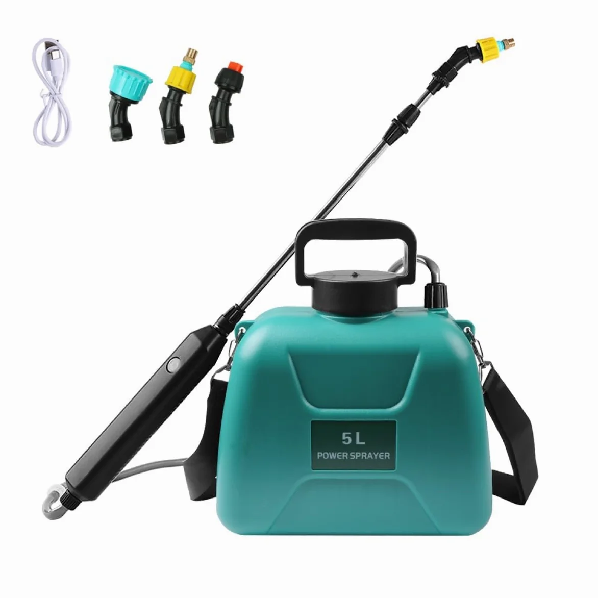 Pulverisateur Electrique 5L Pulverisateur de Jardin Electrique pour Plantes avec Lance Telescopique Pulvérisateur à Batterie 2400mAh Rechargeable Potable (Vert)