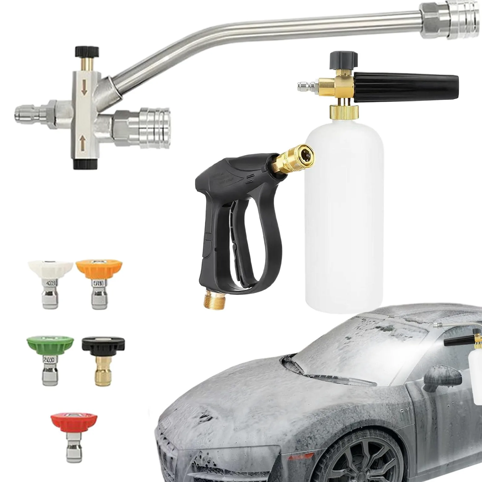 Lance Mousse Pour Nettoyeur Haute Pression Nettoyeur Haute Pression Pour | Connecteur Double Tête Pour Tuyau Arrosage & Lavage Détail Maison