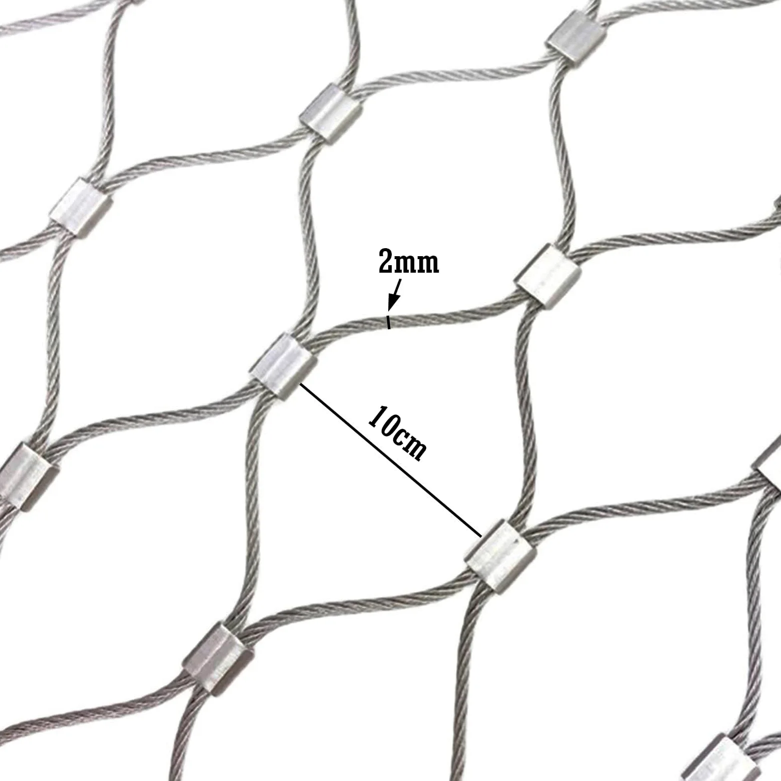 Filet de Corde en Acier Inoxydable 304, 3.3x10ft Filets pour Jardin, Grillage Métallique pour Cloture Exterieur Jardin Balcon Filet Garde Corps Voliere Poule Mouton Terrain de Football 1x3m