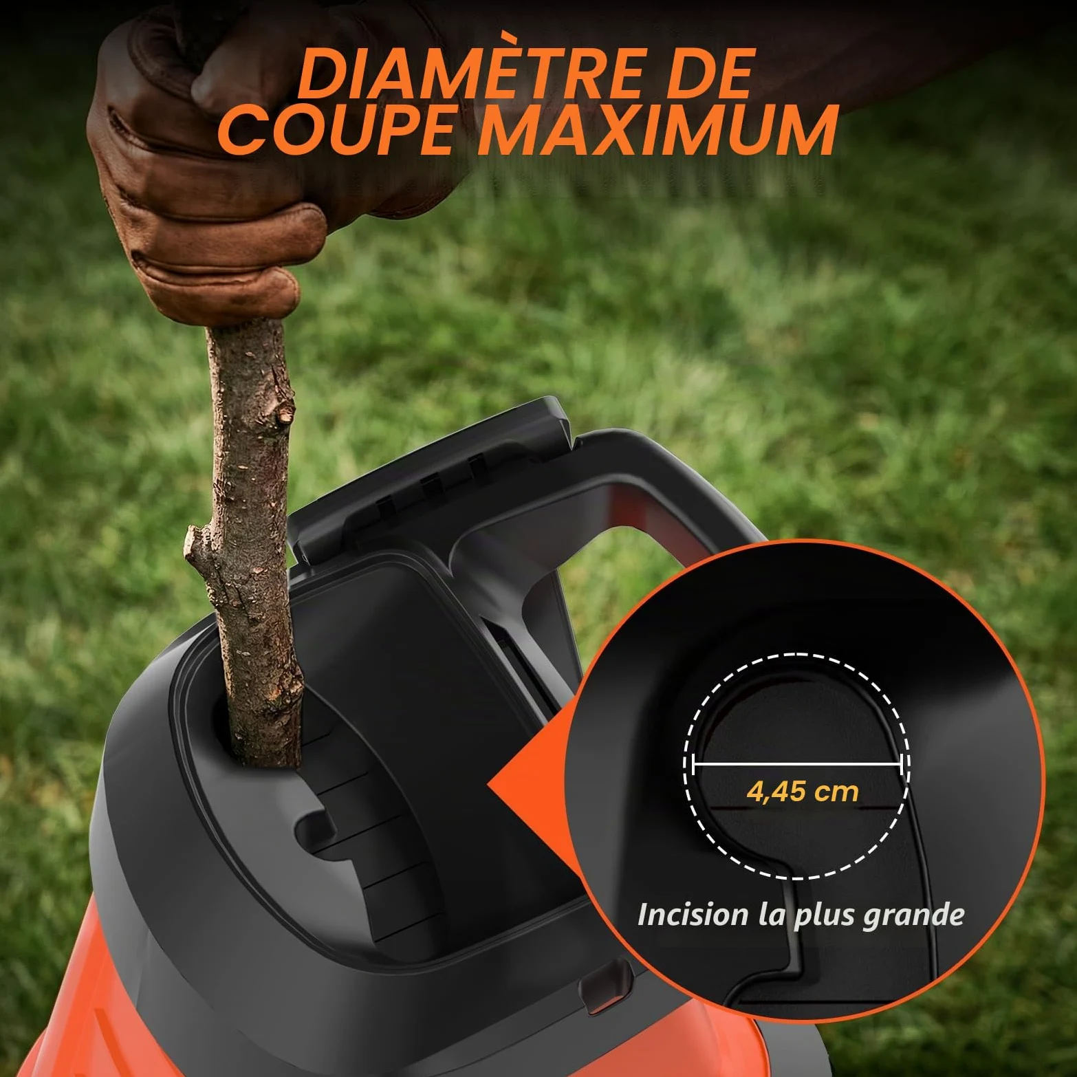 MAXLANDER 2600W broyeur vegetaux et Branches | Broyeur végétaux thermique 45 mm, lames SK5 double face + bac 45 L, pour compost et nettoyage jardin