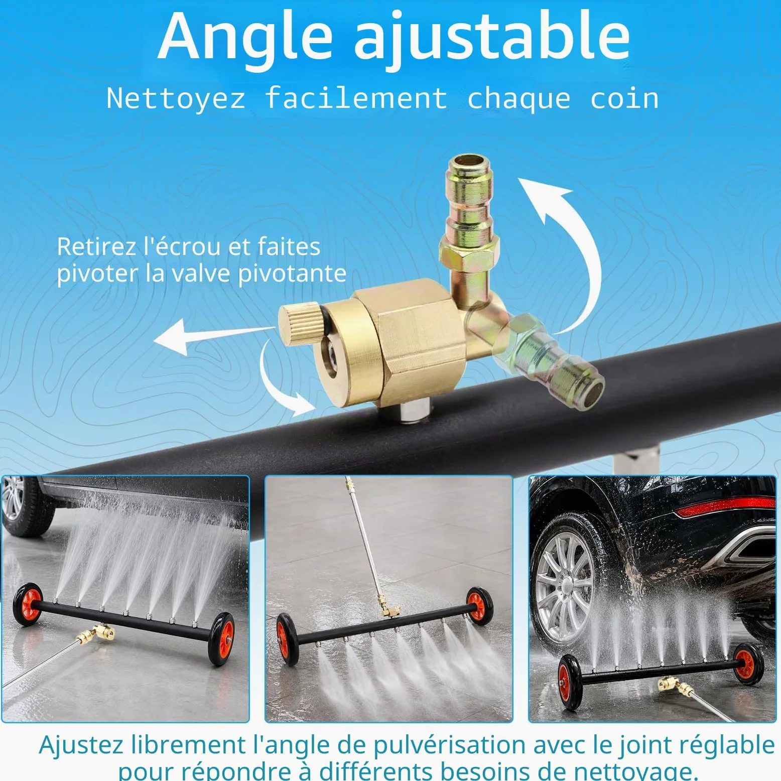 Nettoyeurs Haute Pression Professionnel Outils Nettoyage 7 Buse en Acier Inoxydable et Jardin Nettoyage des Sols Châssis et Voiture 4000PSI