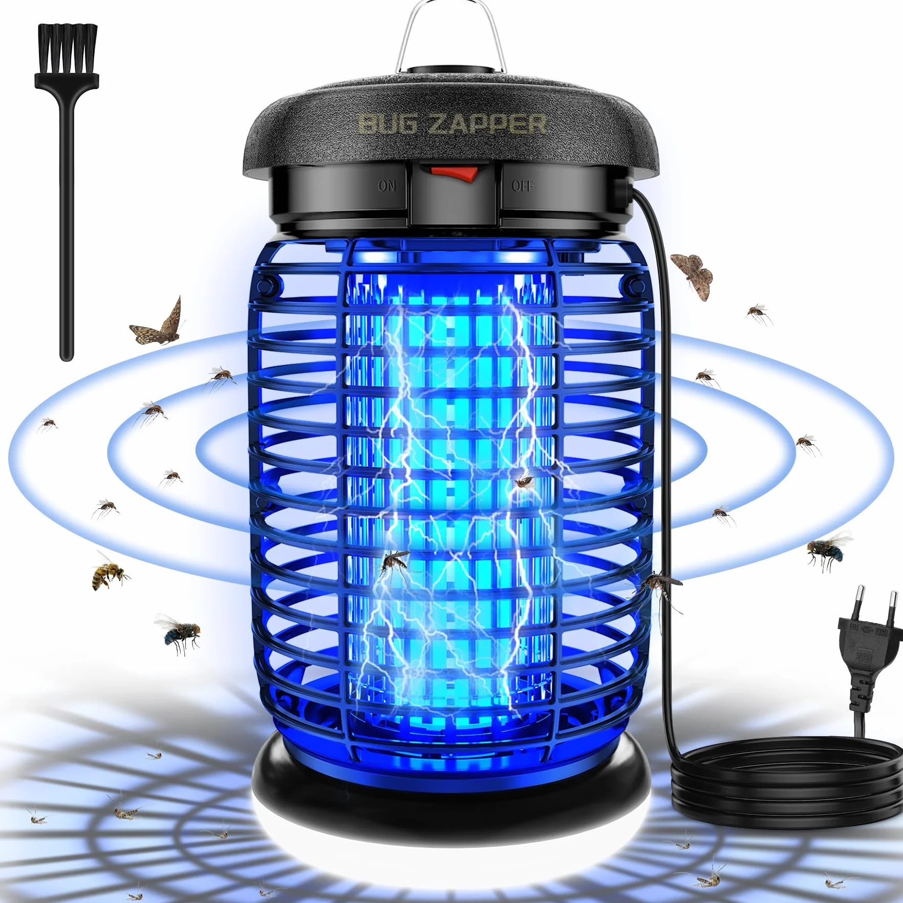 seenlast Lampe Anti Moustique 15W 4200V UV Tueur d'Insectes Électrique Étanche 140m² Intérieur Extérieur