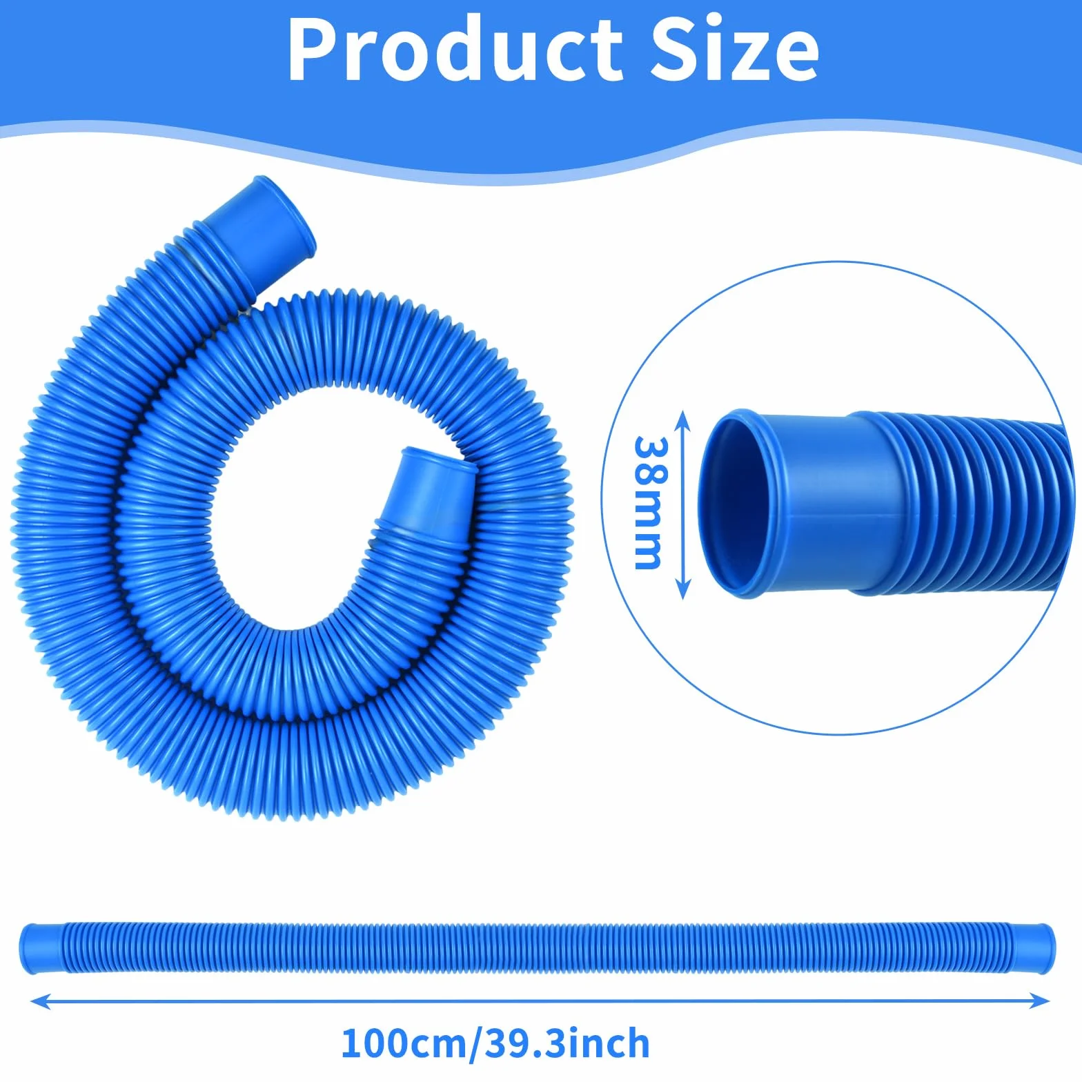 Tuyau Piscine 38mm 1 Mètre Tuyau de Rechange pour Pompe Filtre Piscine Hors Sol