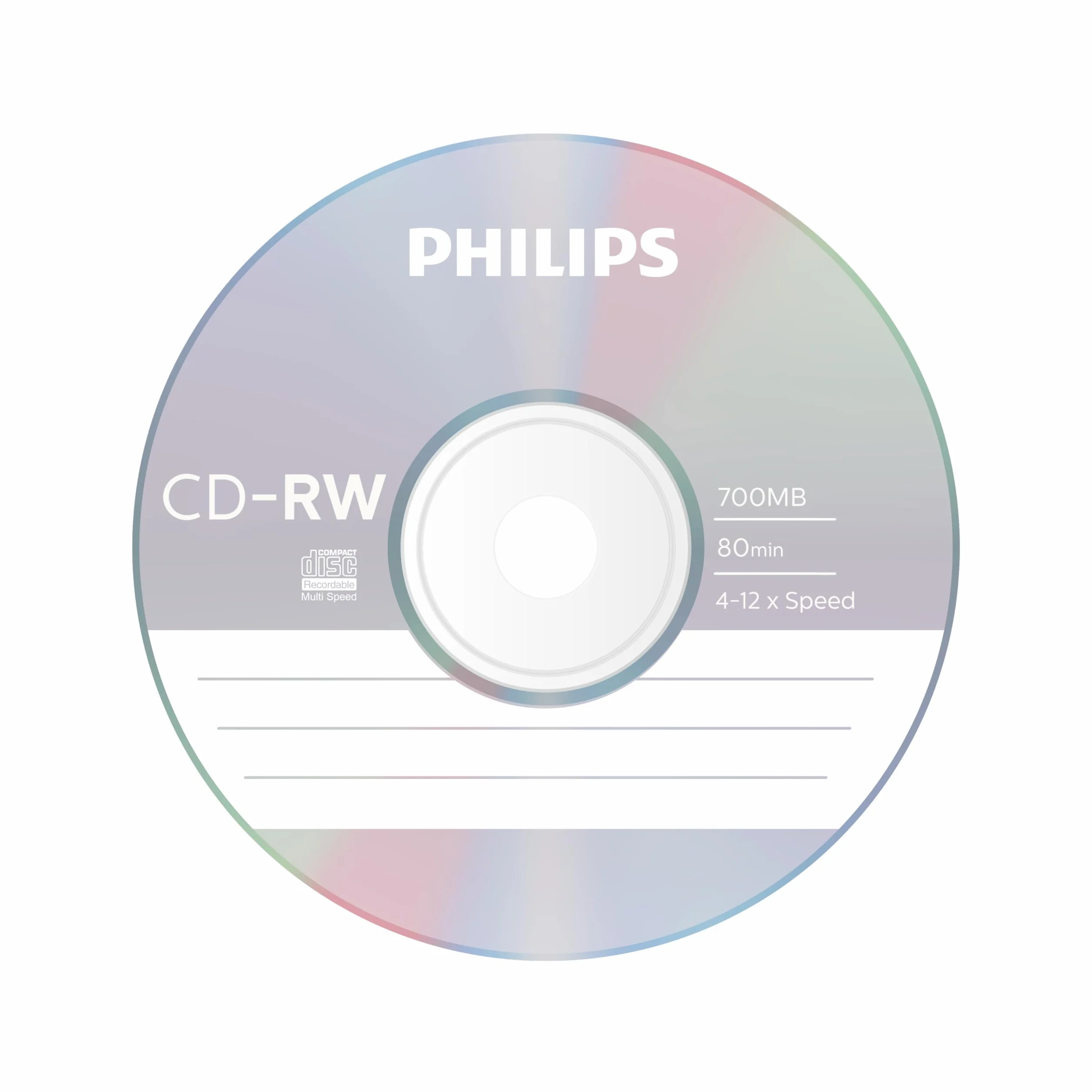 Philips CD-RW 700 MB 80 Min 4-12x Jewel Case 10 pièces réinscriptible