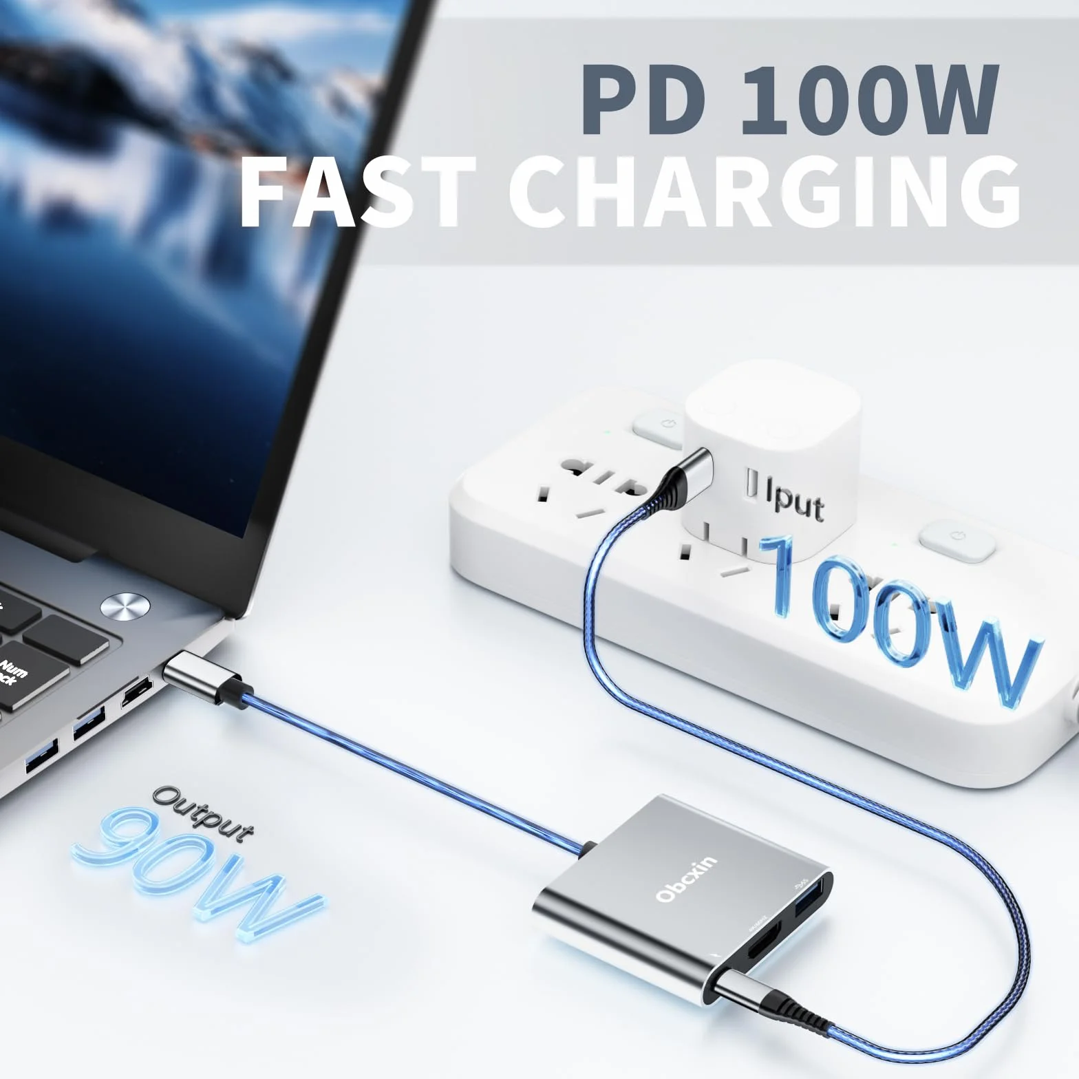 Adaptador USB C a HDMI 4K@60Hz, USB 3.0, 100W PD Carga Rápida, Hub Tipo C para MacBook Pro/Air, iPad Pro, Samsung