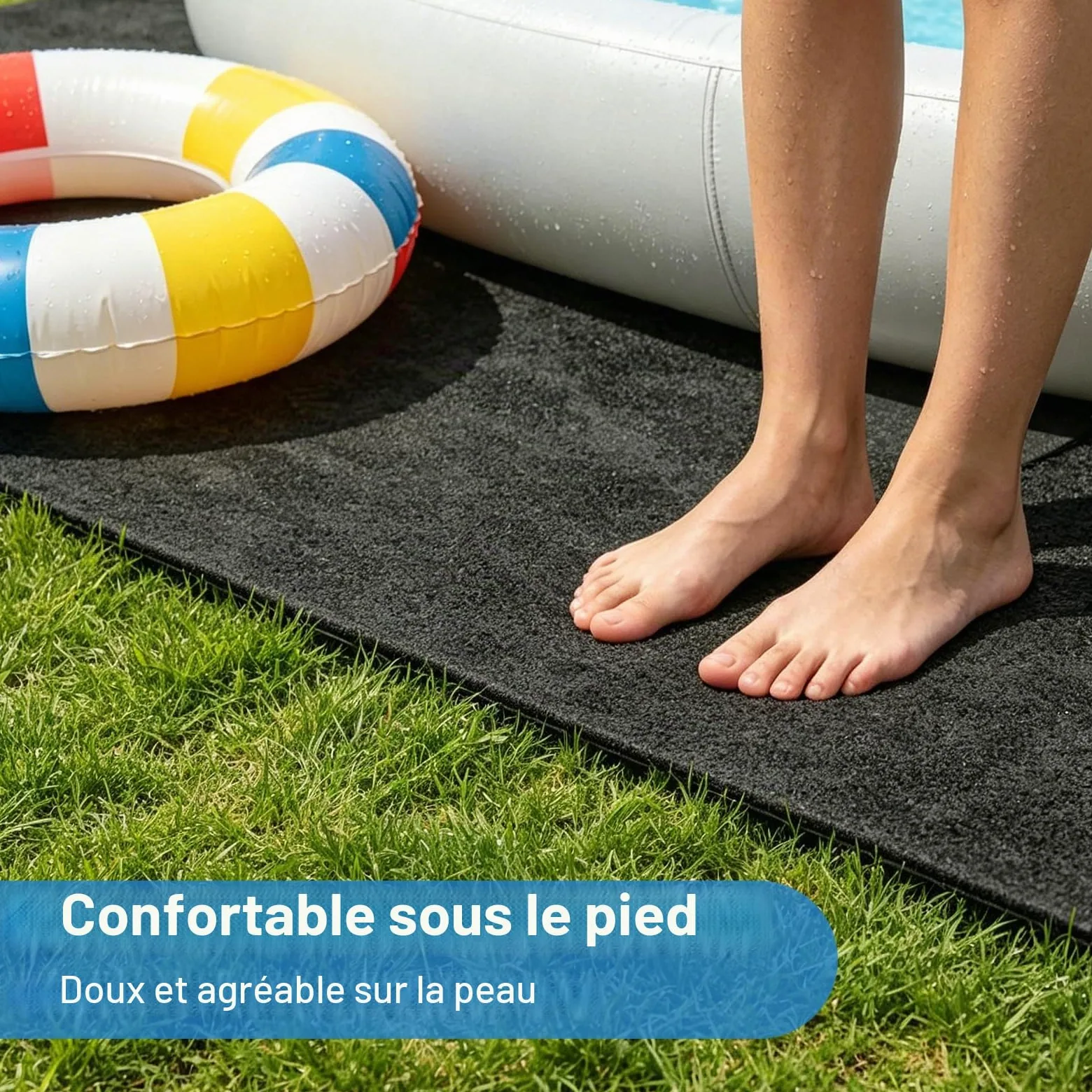Tapis de Sol Piscine 400 cm x 300 cm Tapis sous Piscines Hors Sol Carré 200g/M ², Antidérapant, Pliable Tapis de Protection pour Piscine Whirlpool Gonflable