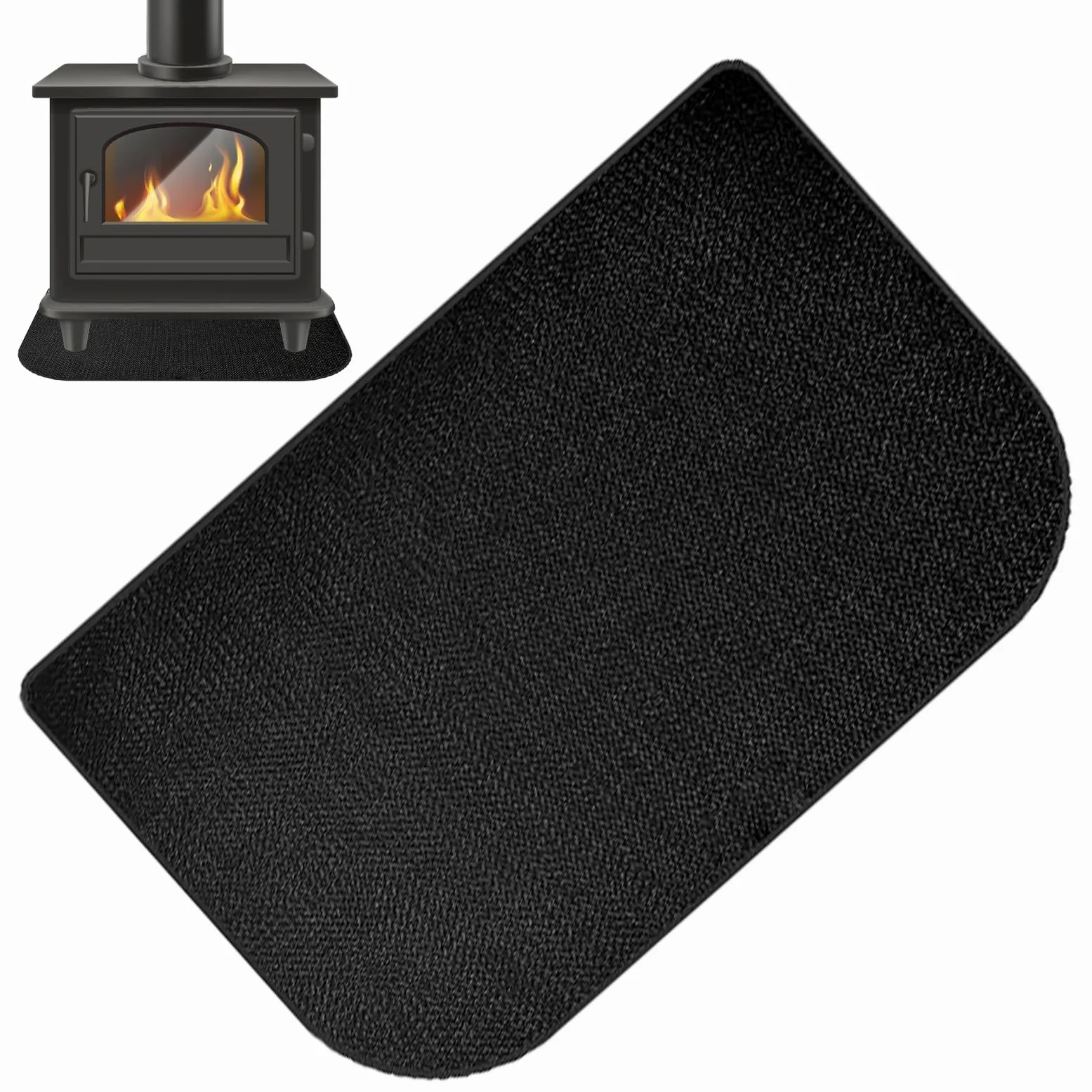 Tapis de Cheminée Antidérapant Résistant à la Flamme | Protecteur de Sol Intérieur pour Poêle à Bois pour Maison Appartement Salle de Classe Salon Camping Barbecue Feu de Camp