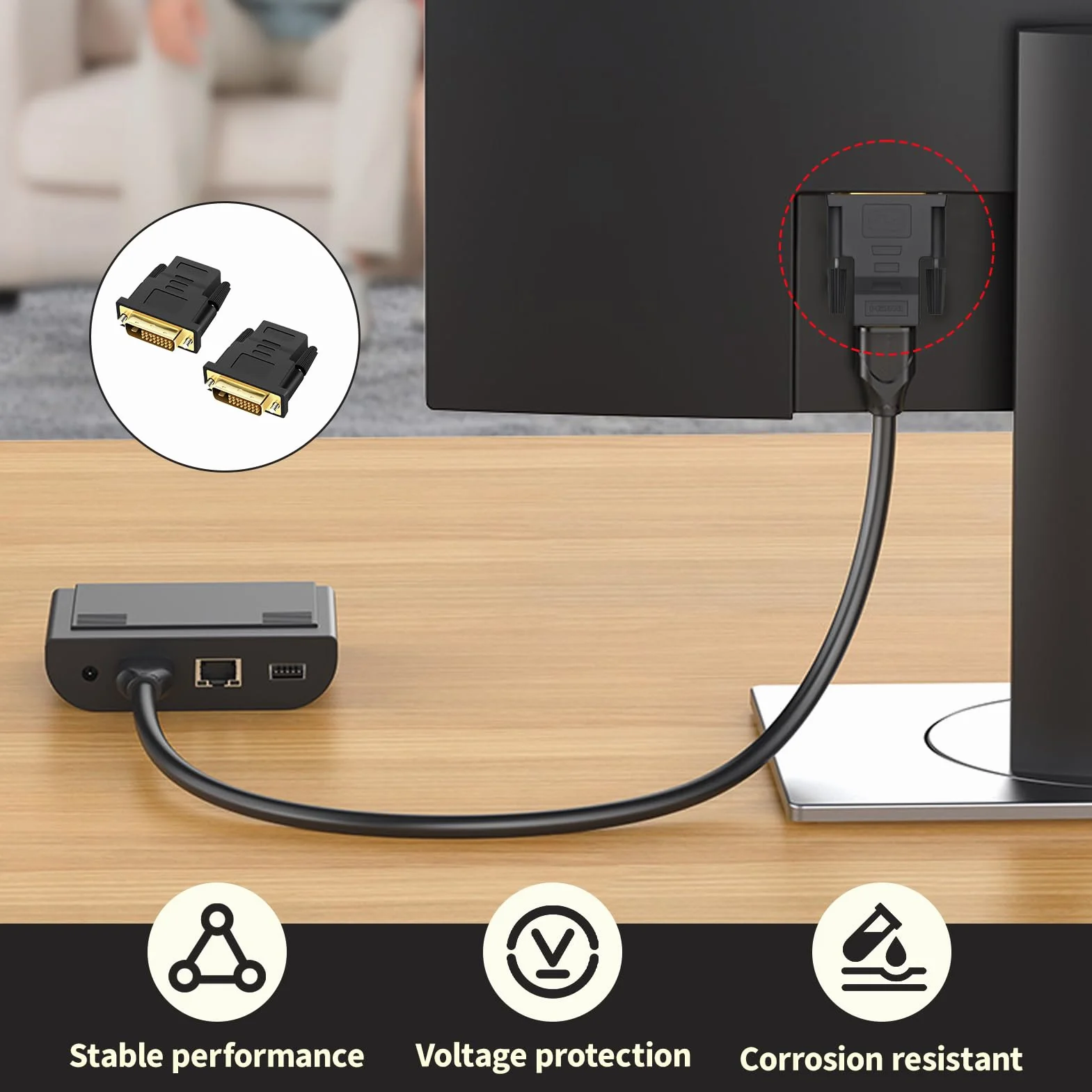 Adaptateur DVI vers HDMI Bidirectionnel Mâle vers Femelle, Connecteur Vidéo Numérique Full HD 1080p, Plaqué Or