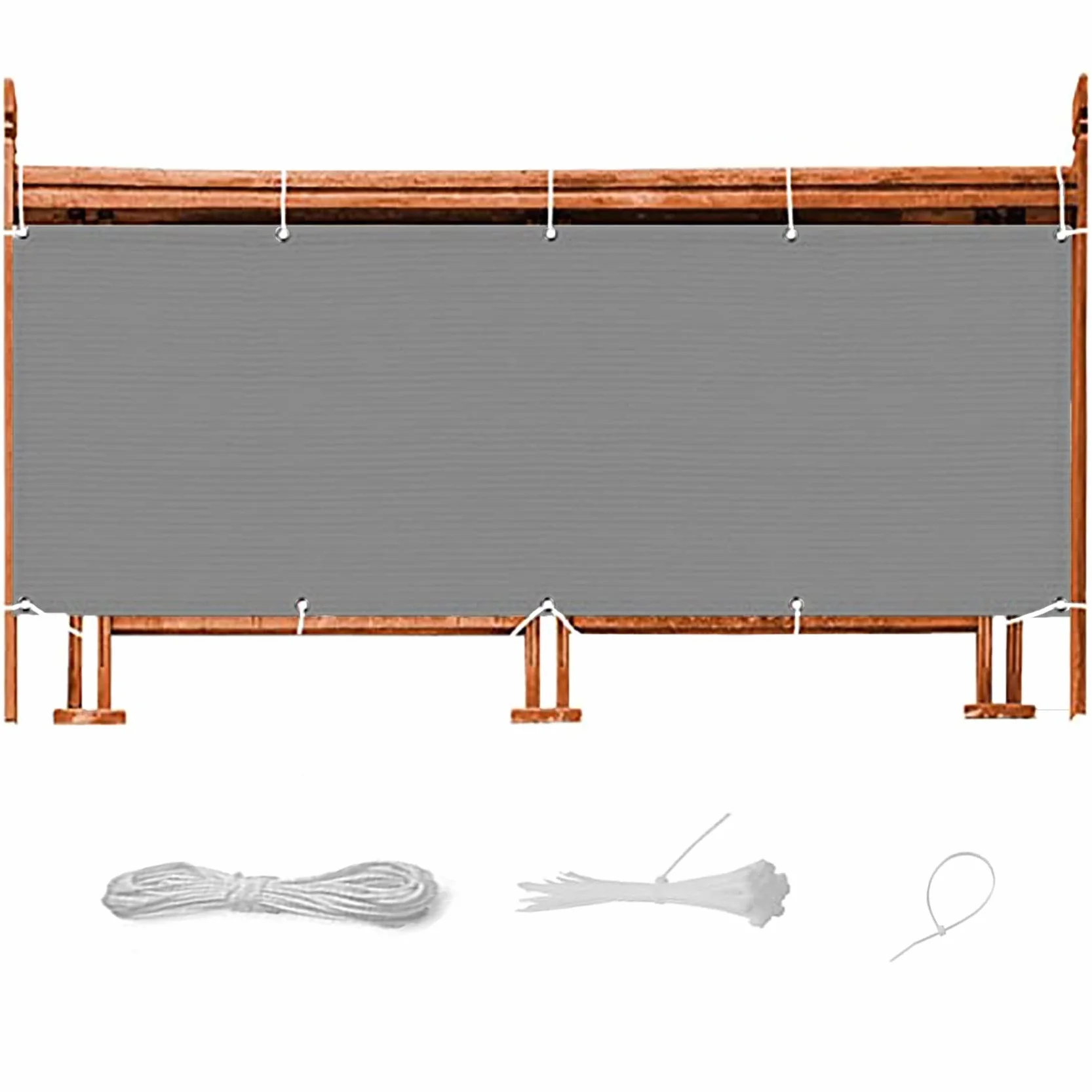 Toile de Balcon Filet D'ombrage 115 x 700 cm Protection UV Résistant aux Intempéries Gris