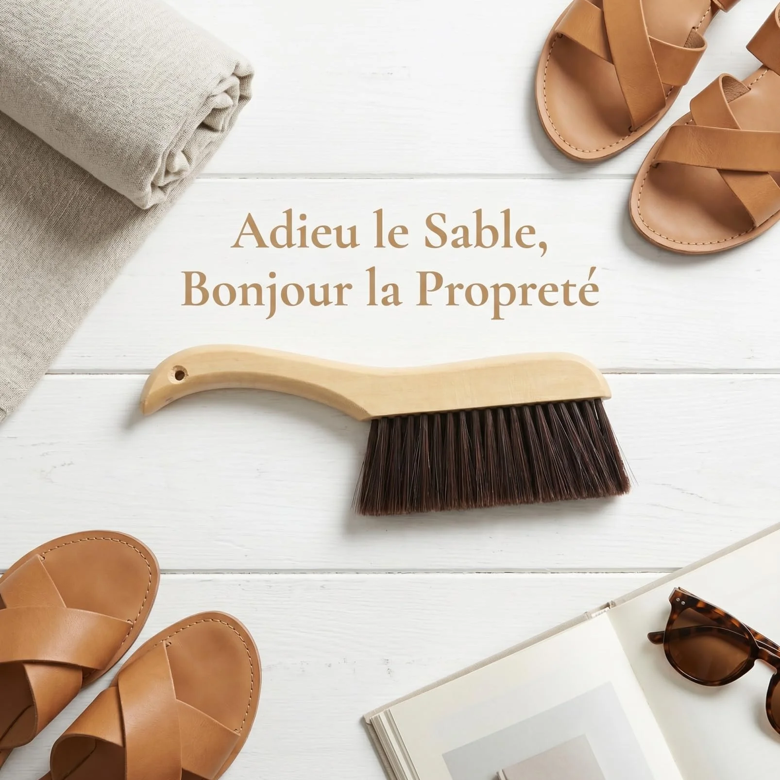 FRCOLOR Brosse de plage portable anti-sable pour chaussures, vêtements et pieds brosse ergonomique compacte