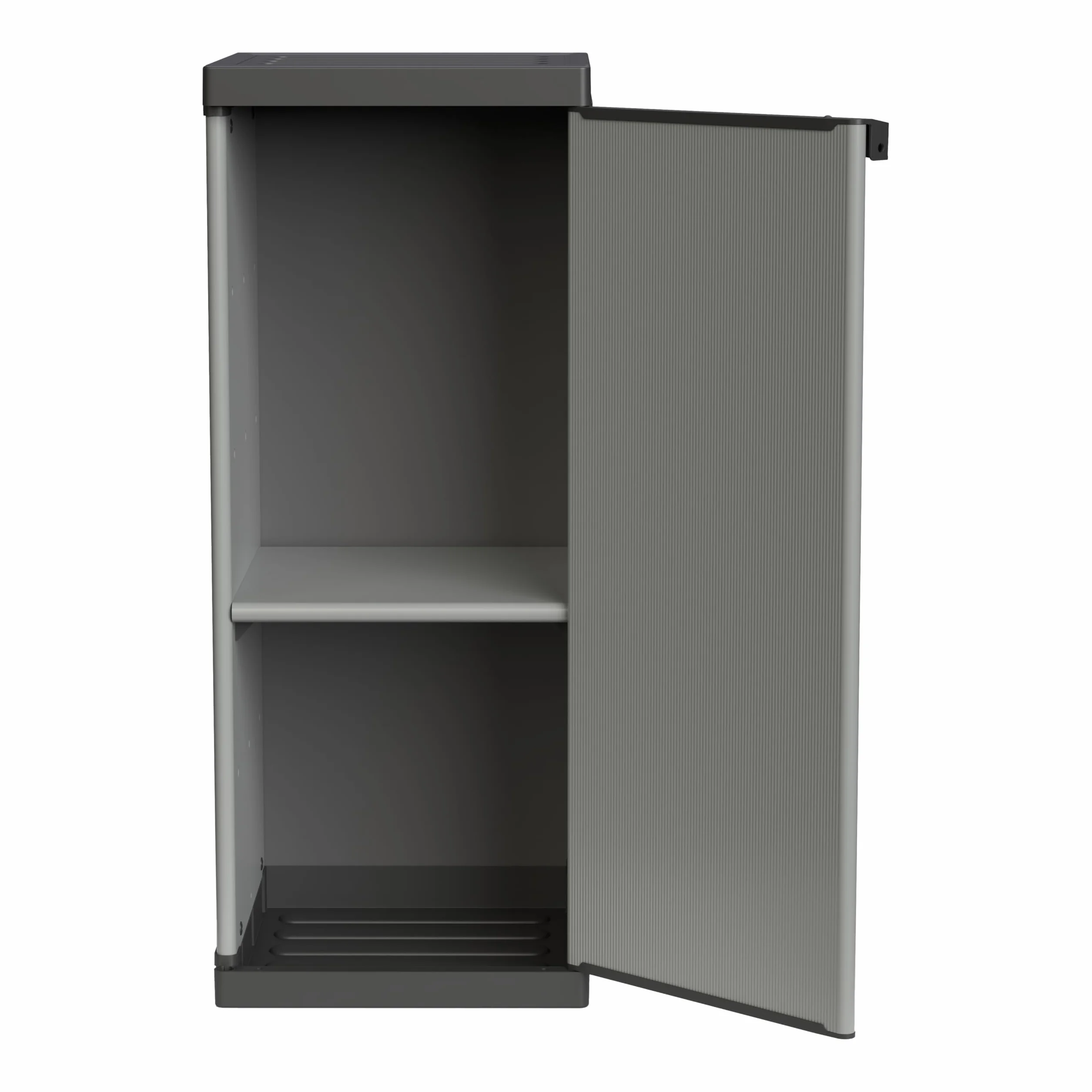 Adventa Armoire résine PVC PP 1 porte 1 étagère 34x40x85 cm Gris Noir 4 unités