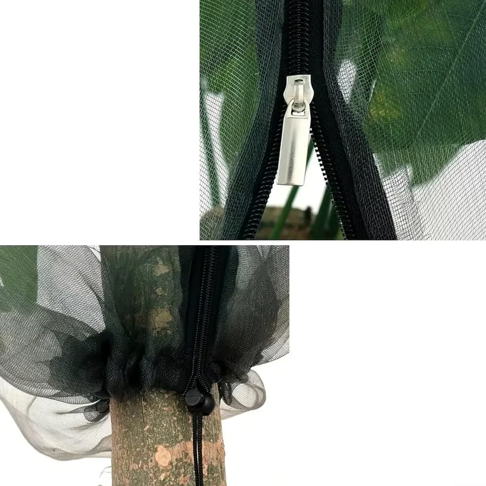 Filet à filament en polyester pour arbres fruitiers avec fermeture éclair et cordon de serrage pour un ajustement sûr et un échange d'air illimité de la lumière du soleil et de l'humidité (3 x 4 m)